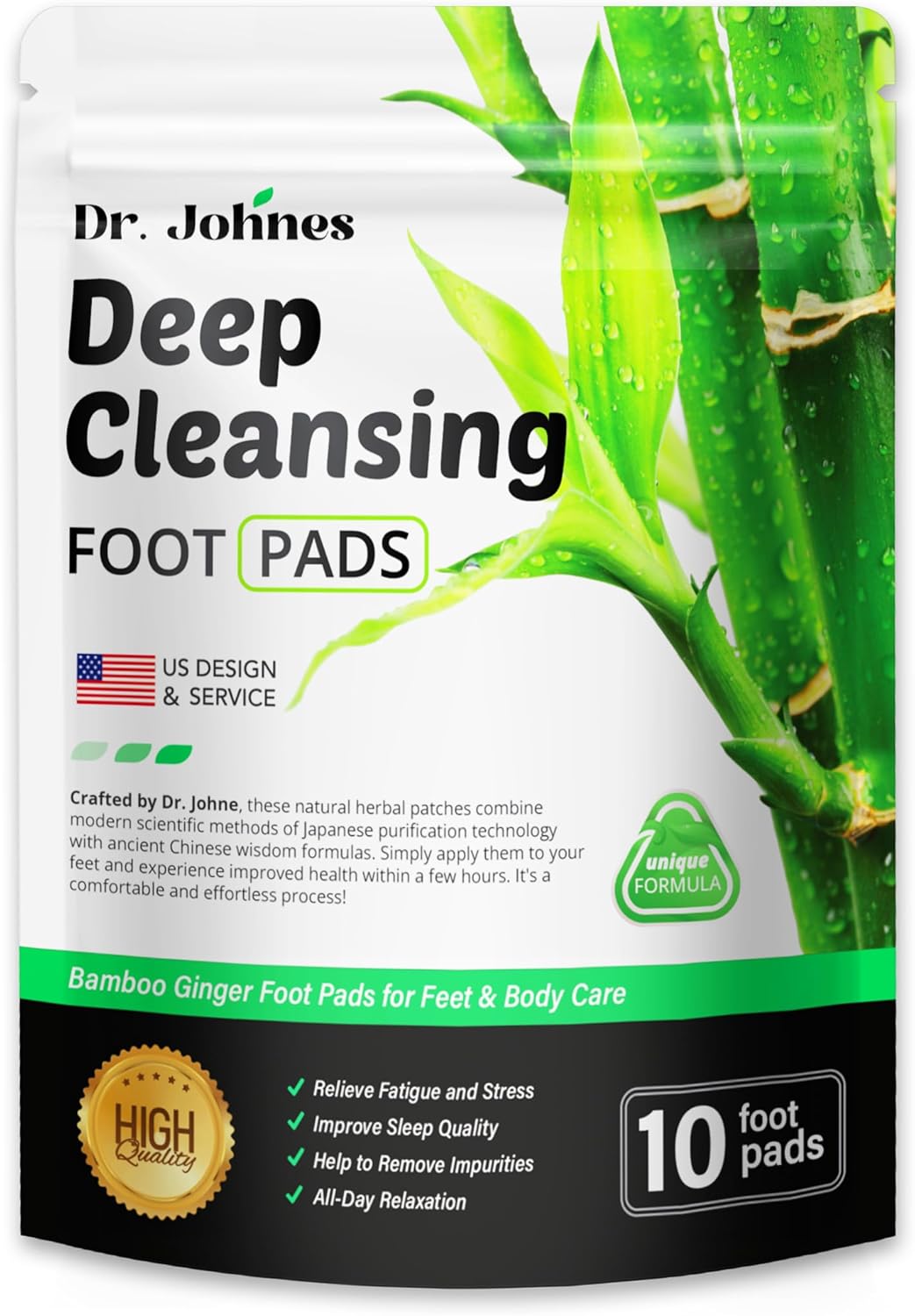 Dr. Johnes Deep Cleansing Foot Pads, Foot Paches, Bamboo Foot Patches
