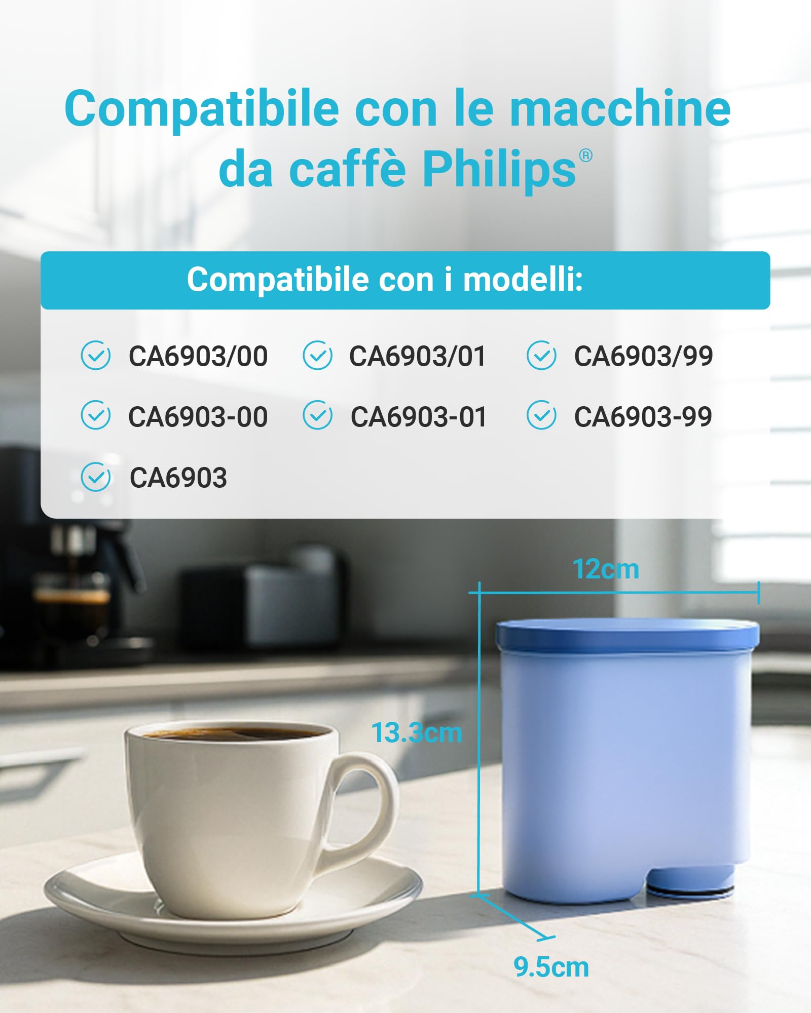 AQUA CREST Filtro acqua di Ricambio per Philips® AquaClean® CA6903/10 CA6903/22, Compatibile con le Macchine da Caffè Automatiche Saeco® Philips® (4)