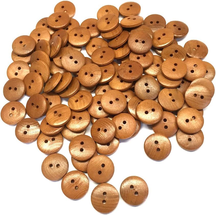 Italian Style Wood Shirt Buttons, 24 line, 1.5 cm - Pack of 100