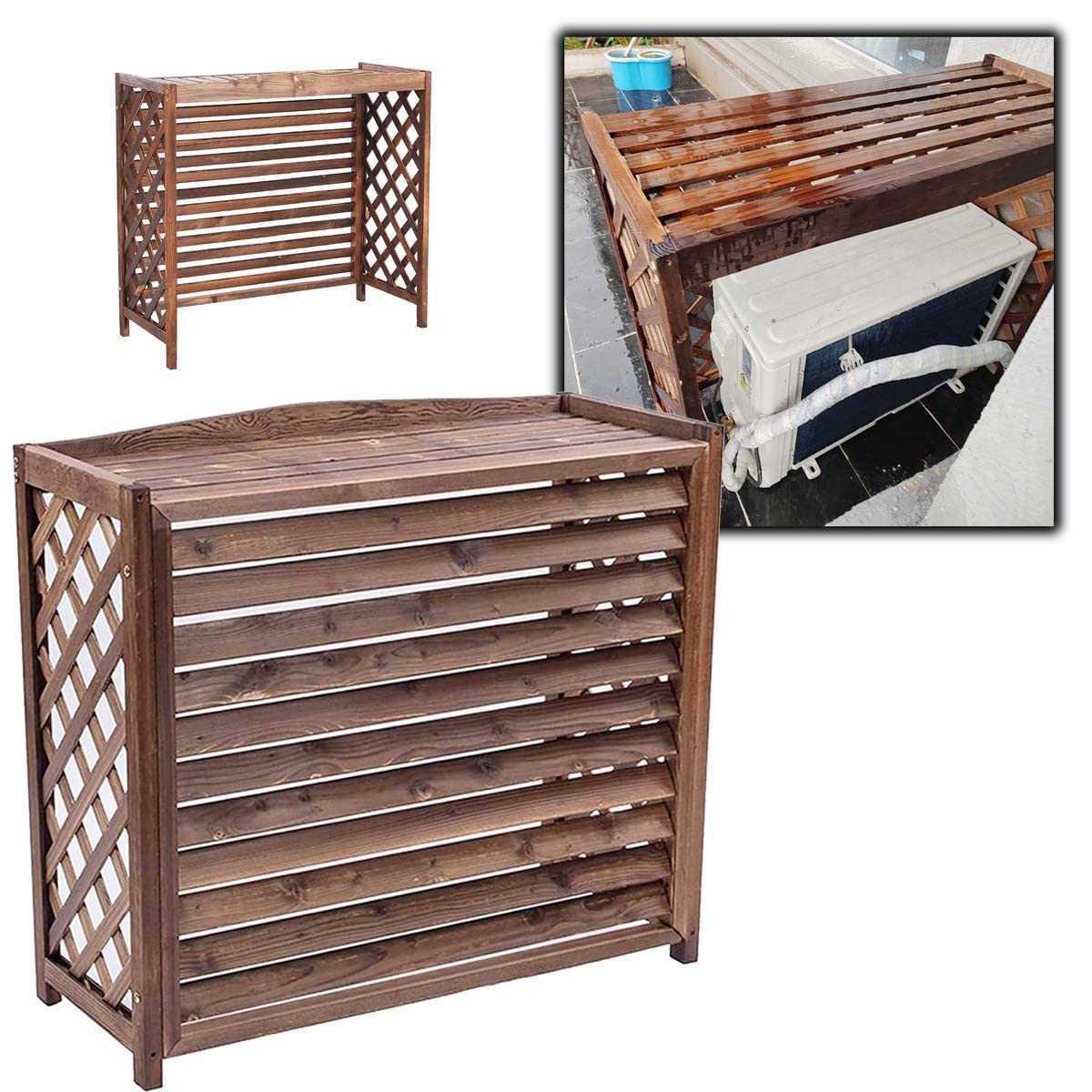 Masquer les unités extérieures de climatisation avec ce cache en bois esthétique et ventilé