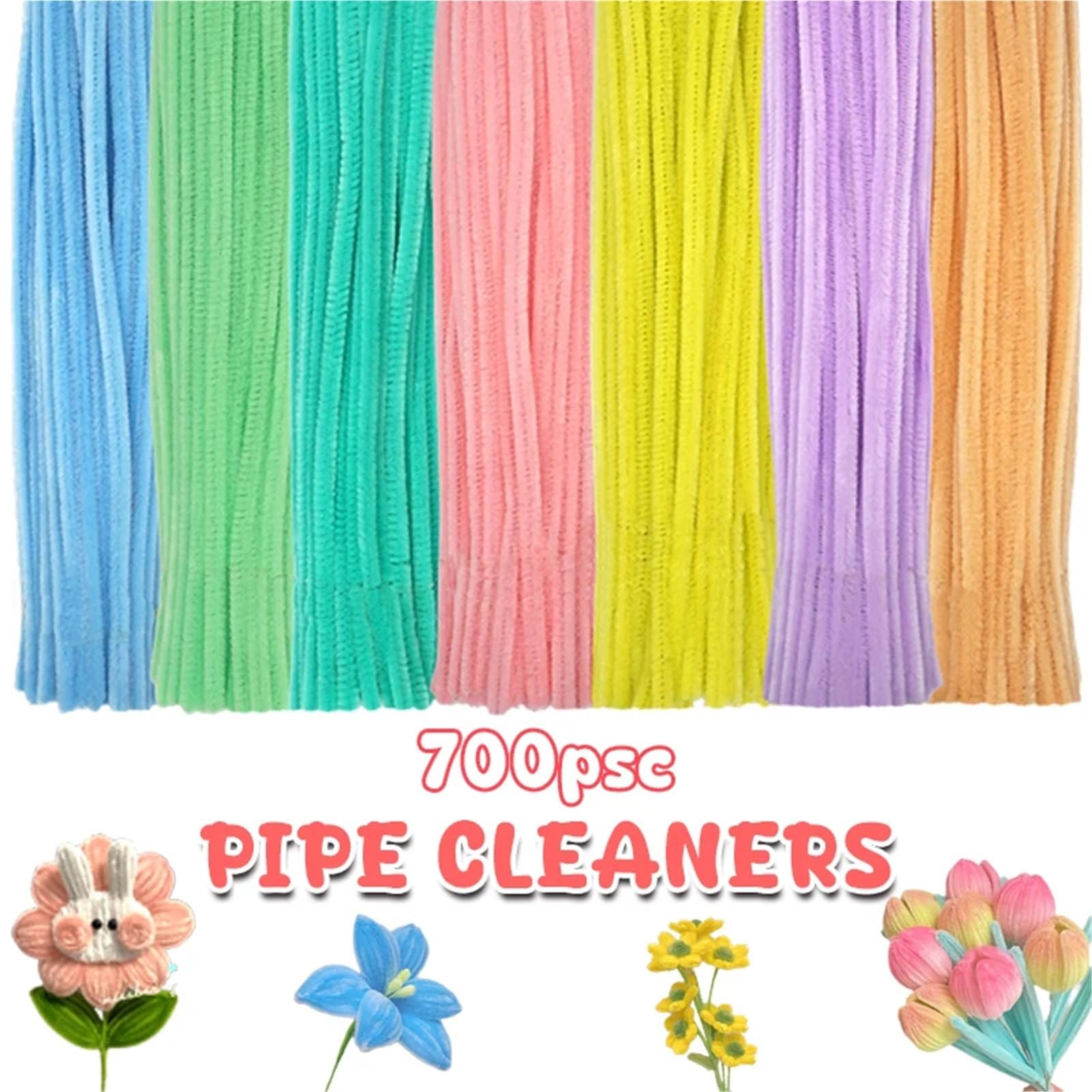 Cure-Pipes pour Loisirs créatifs, Cure-Pipes 100 pièces 7 Couleurs 30cm tiges Chenille Bricolage projets Scolaires d'artisanat(Mixed color-700pcs)