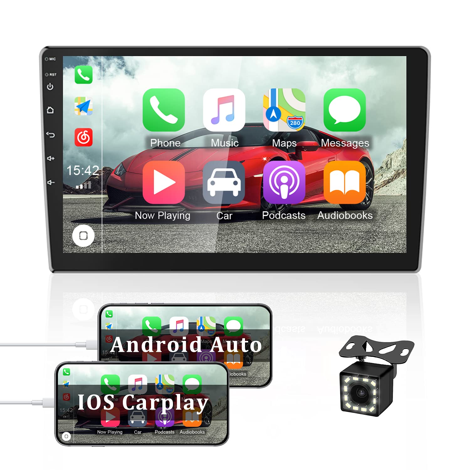 Buy OiLiehu 10.1 Inch Android 10.0 Double Din Car Stereo Wireless