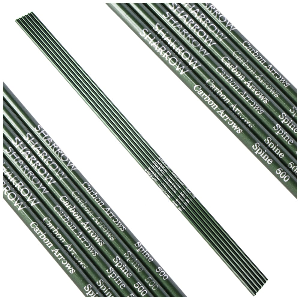 FQH 6/12pcs Carbon Arrow Shaft 30 Inch ID 6.2mm Spine 500 Rod Archery Recurve Compound Bow Hunting Shooting Practice DIY Acc (12, green)
