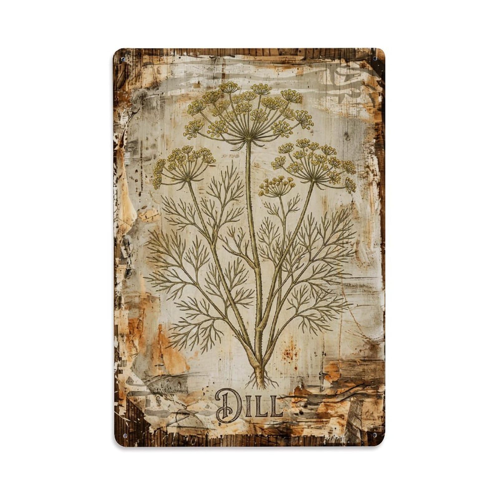 Dill Herb Pickle Vintage Metal Tin Sign Plaque Wall Decor for Cafe, Club, Garden Metal Poster 8x12Inch