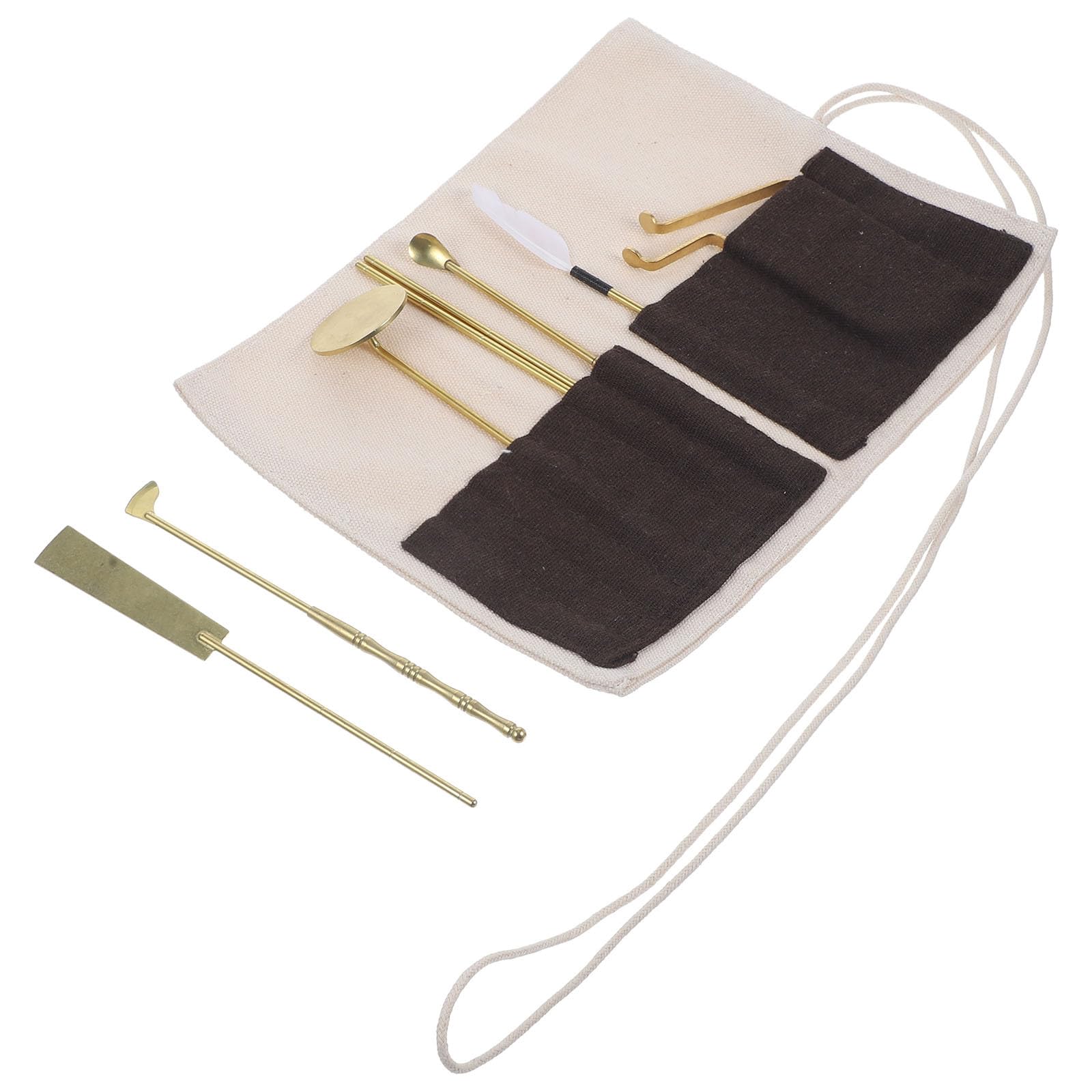 Set di 7 Pezzi Strumenti in Ottone per Incenso Borsa, Accessori Decorativi Facili da Usare per Meditazione e Aromaterapia in Soggiorno e Bagno