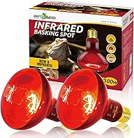 Vista 1 de REPTI ZOO - Paquete de 2 lámparas de calor infrarrojo, emisor de calor de 100W para reptiles, lámpara de punto de sol infrarroja roja, lámpara