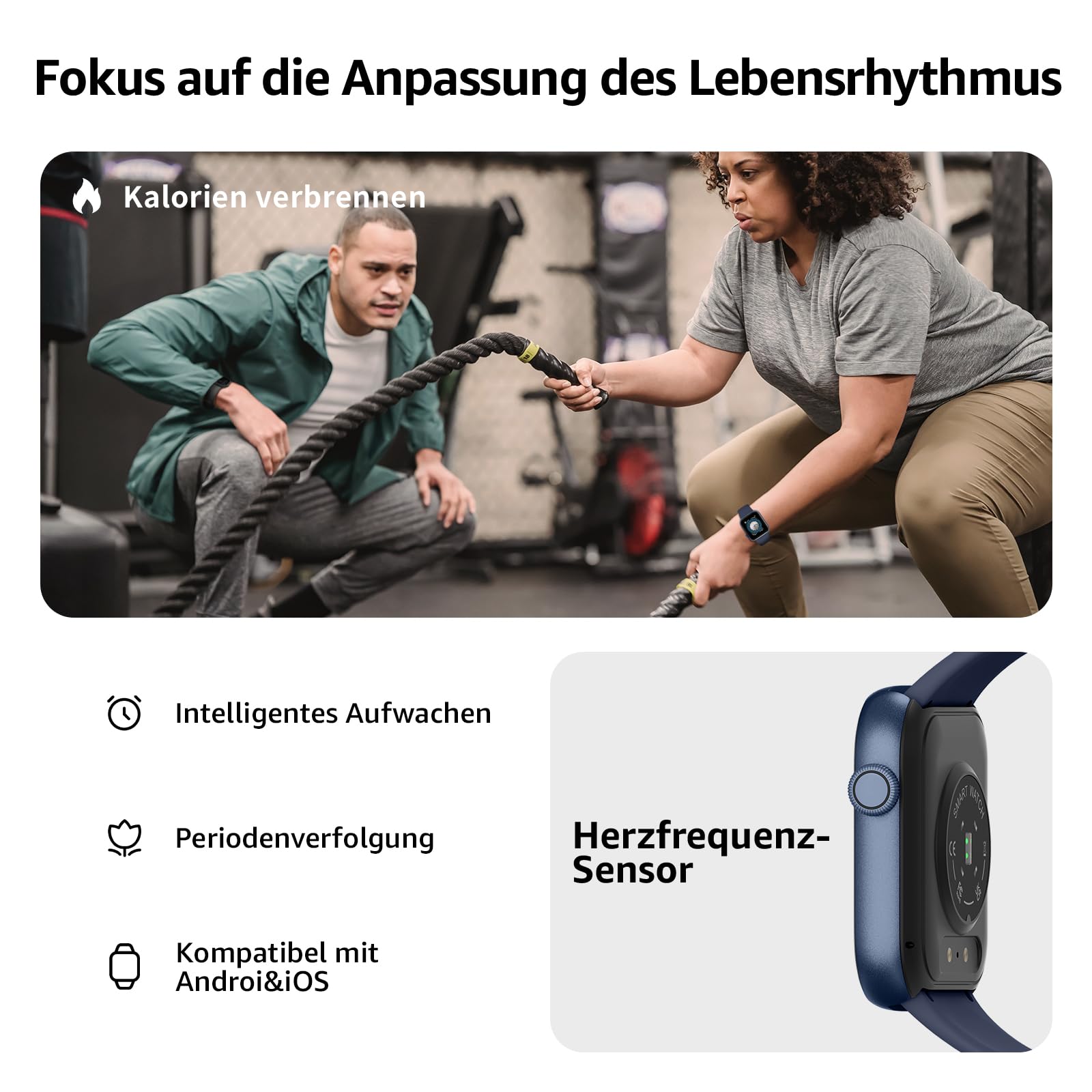 Smartwatch Damen Herren 1,85" HD Touch Fitnessuhr Telefonfunktion 140+ Sportmodi Pulsmesser Schlafmonitor Schrittzähler IP68 Wasserdicht