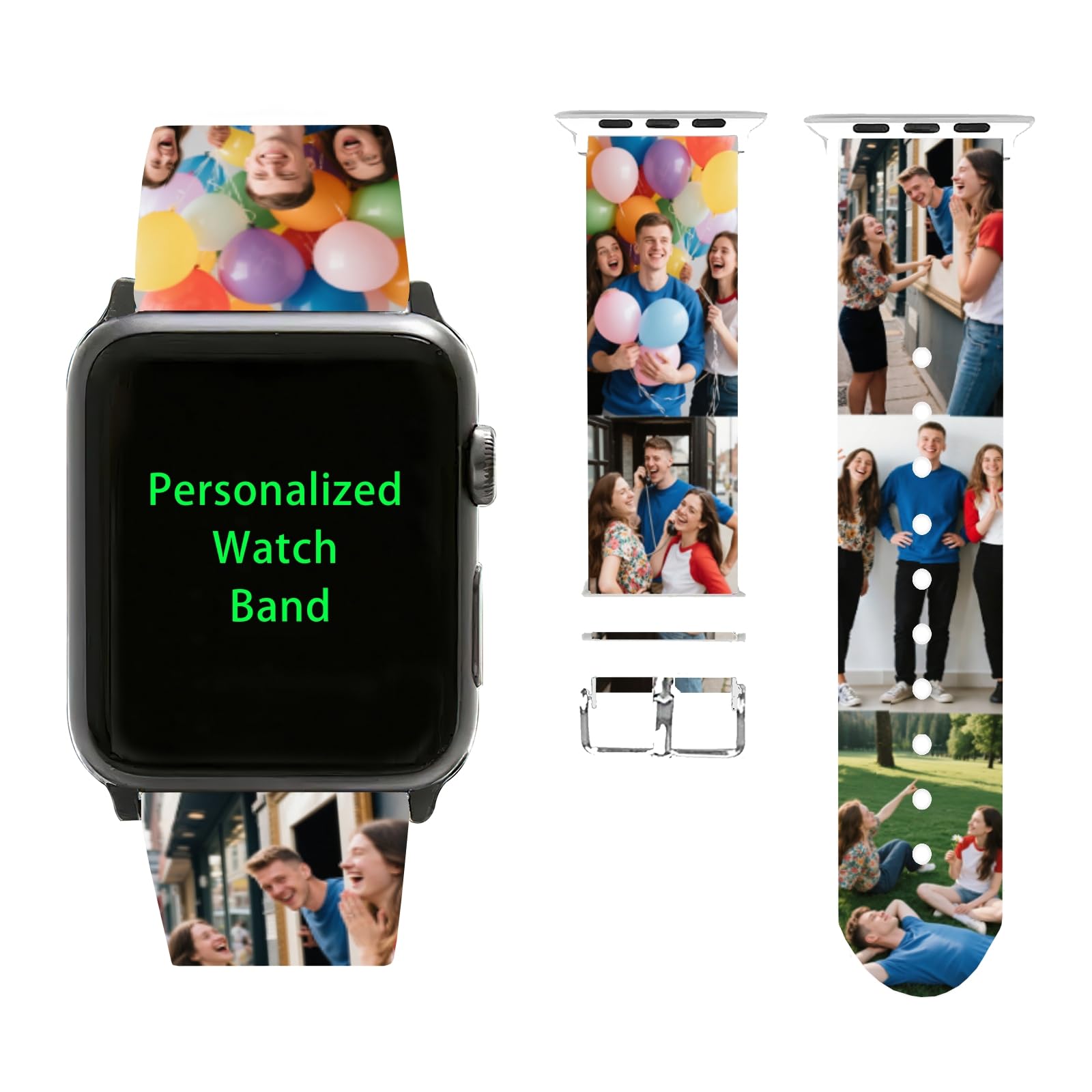 Custom Watch Band for Apple Watch - Customized Silicone Strap for Women & Men - Smartwatch Band Compatible with iWatch with Name (42mm/44mm/45mm/46mm/