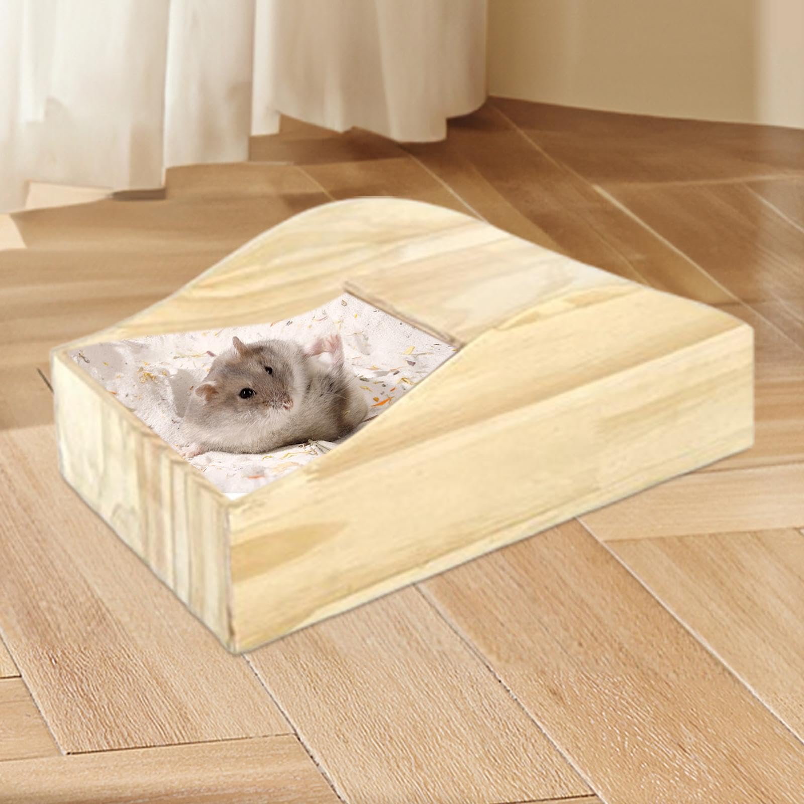 Hamster Sandbadewanne Natur Aus Holz Als Badekasten Versteck Toilette Und in Einem Praktisches Zubehör für Hamster Mäuse Gerbil Lemming Im T, S
