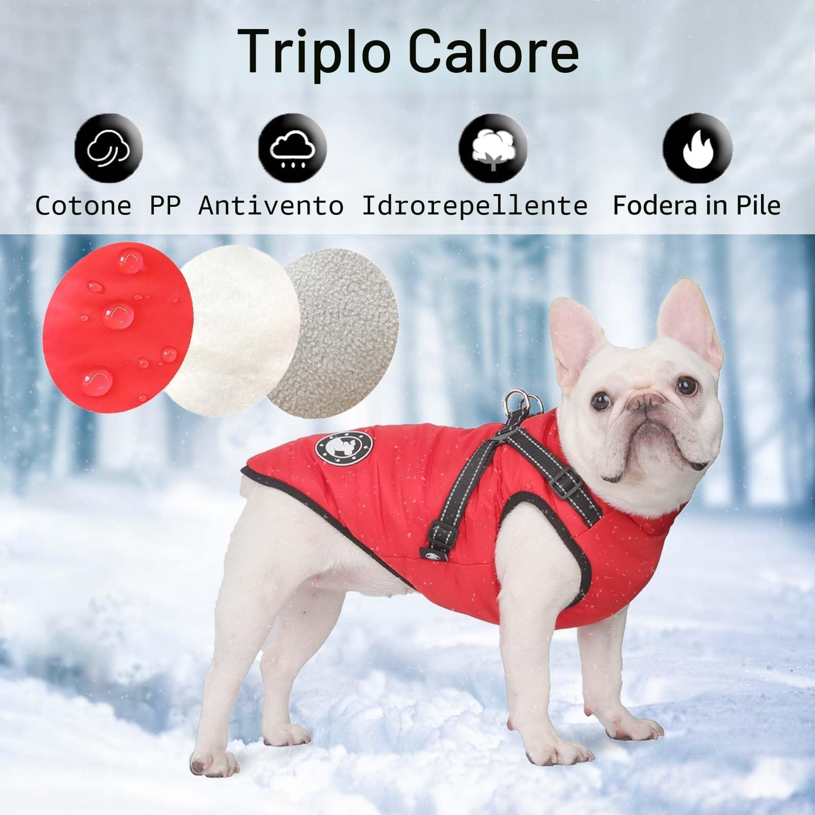 Cappotti per cani impermeabili con imbracatura Vestiti per cani caldi e confortevoli Lavabili in lavatrice Design a strisce riflettenti Resistente anello a D da mettere e togliere comodamente
