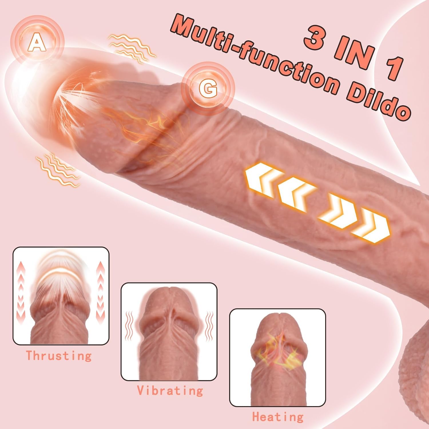 8.9“ Thrusting Dildo Vibrator Sex Toys - Remote Control Realistic Dildos with 9 Vibrating & 3 Thrusting Modes G Spot Dildo with Strong Suction Cup Adult Toys for Stimulation for Women Couples: Flesh