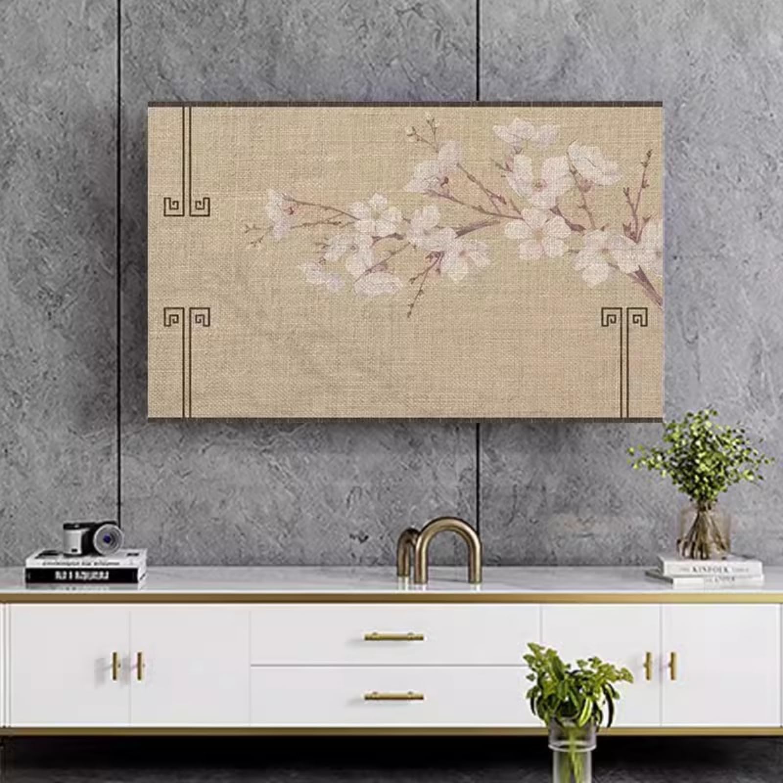 Osłona do telewizora, Łatwy w czyszczeniu, antypoślizgowy, elegancki wzór(Flower8,45 48inch)