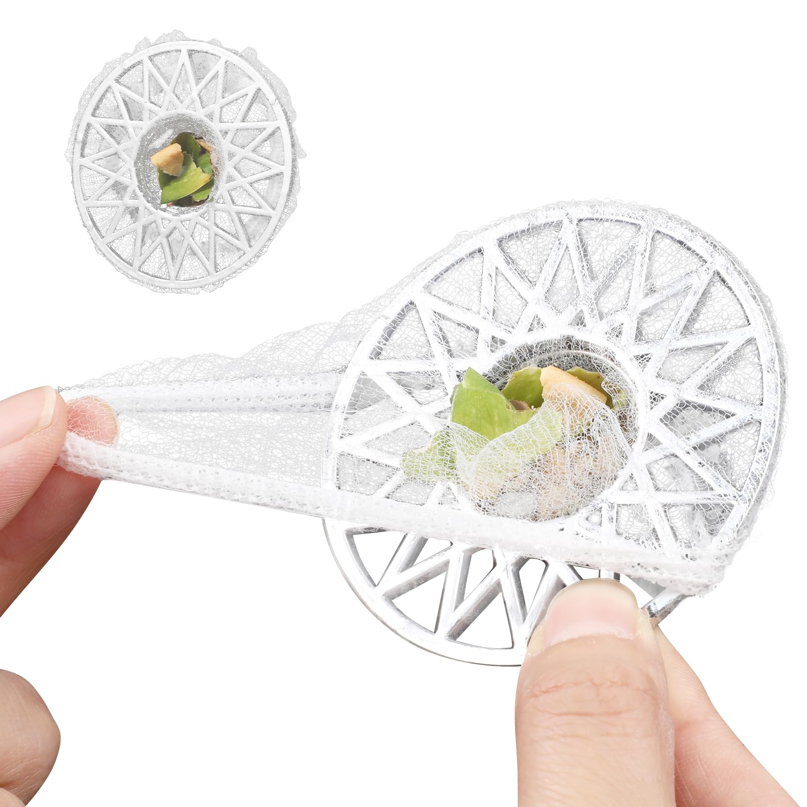 YBEATY 300 PCS Kitchen Disposable Strainer Sink Net Mesh Filter Bag Fits Sink Drain Strainer Scalability Elastic Anti-Clogging Bag for Collecting Kitchen Food Waste Leftover Garbage