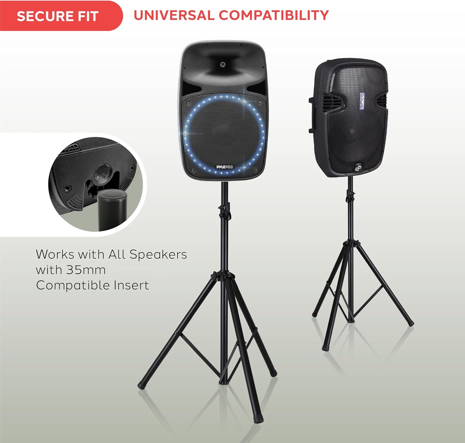 Pyle Universal Speaker Tripod Stand Mount - 6' Sound Equipment Holder Height Adjustable Up to 70 Inches For Speakers w/ 35mm Compatible Insert Perfect for Home, On Stage or In Studio Use - Image 5