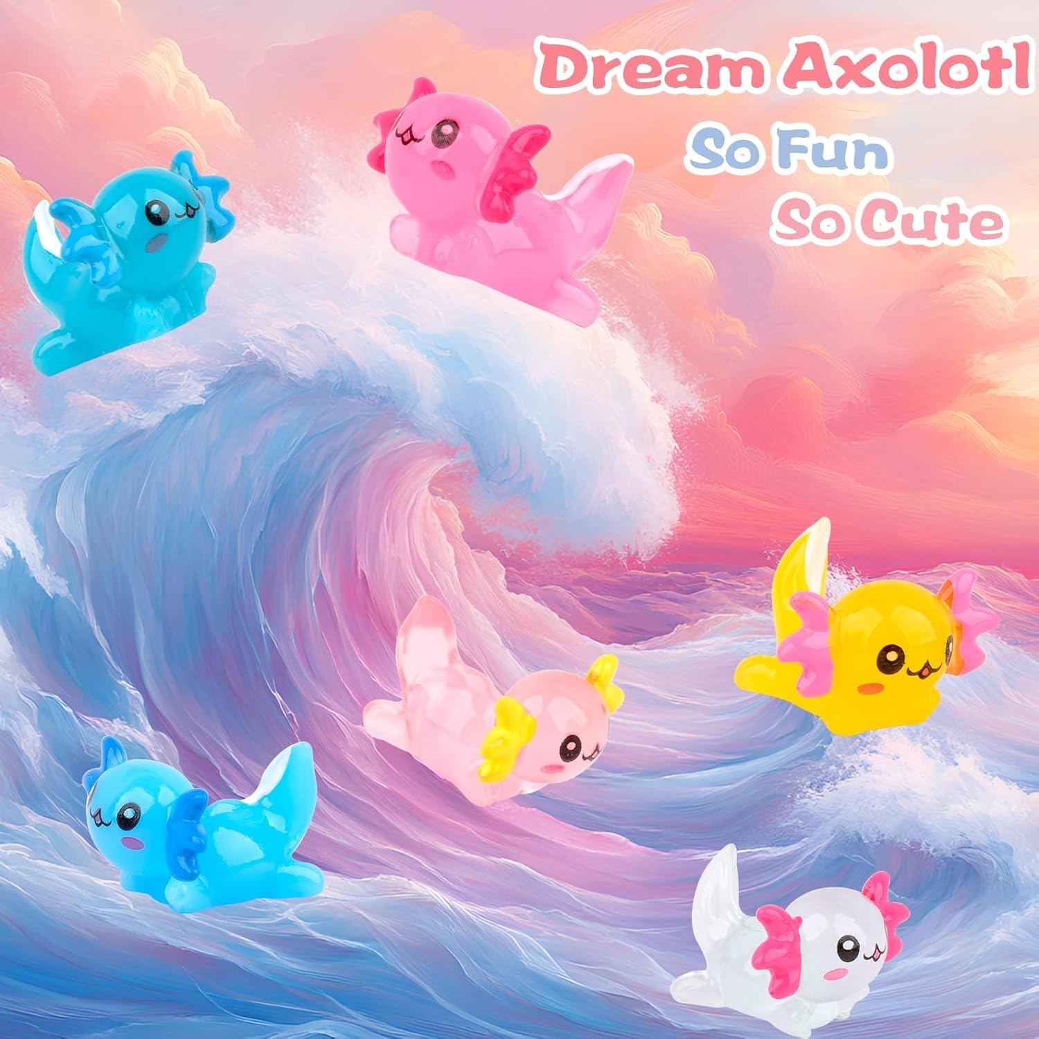 6 Pack Axolotl Slime Kit, Cloud, Butter & Clear, Christmas Slime Party Favors for Kids with Axolotl Charms, Soft and Stretchy, Slime for Girls & Boys, Classroom Rewards, Birthday Gifts