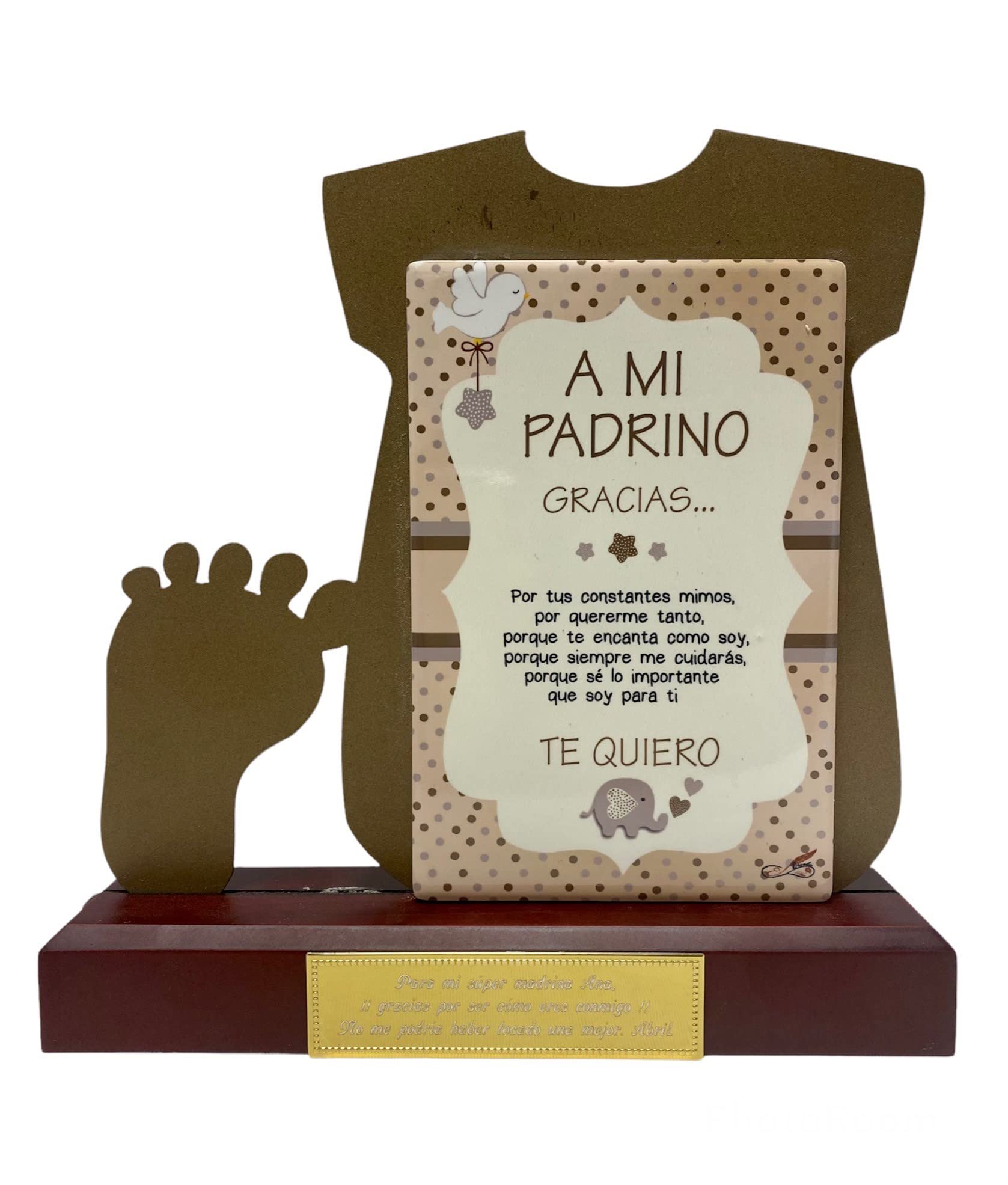 Regalo para Padrino de niño niña Bautizo Personalizado Figura Original de Metal con dedicatoria