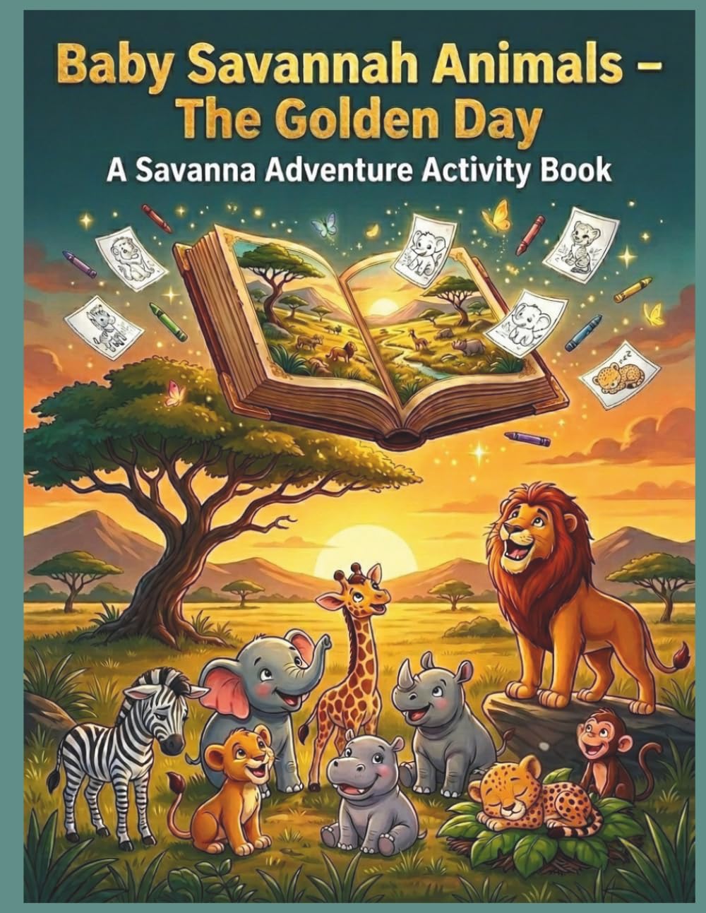 baby savannah animals: Coloring, Stories, Tracing and Activity Book