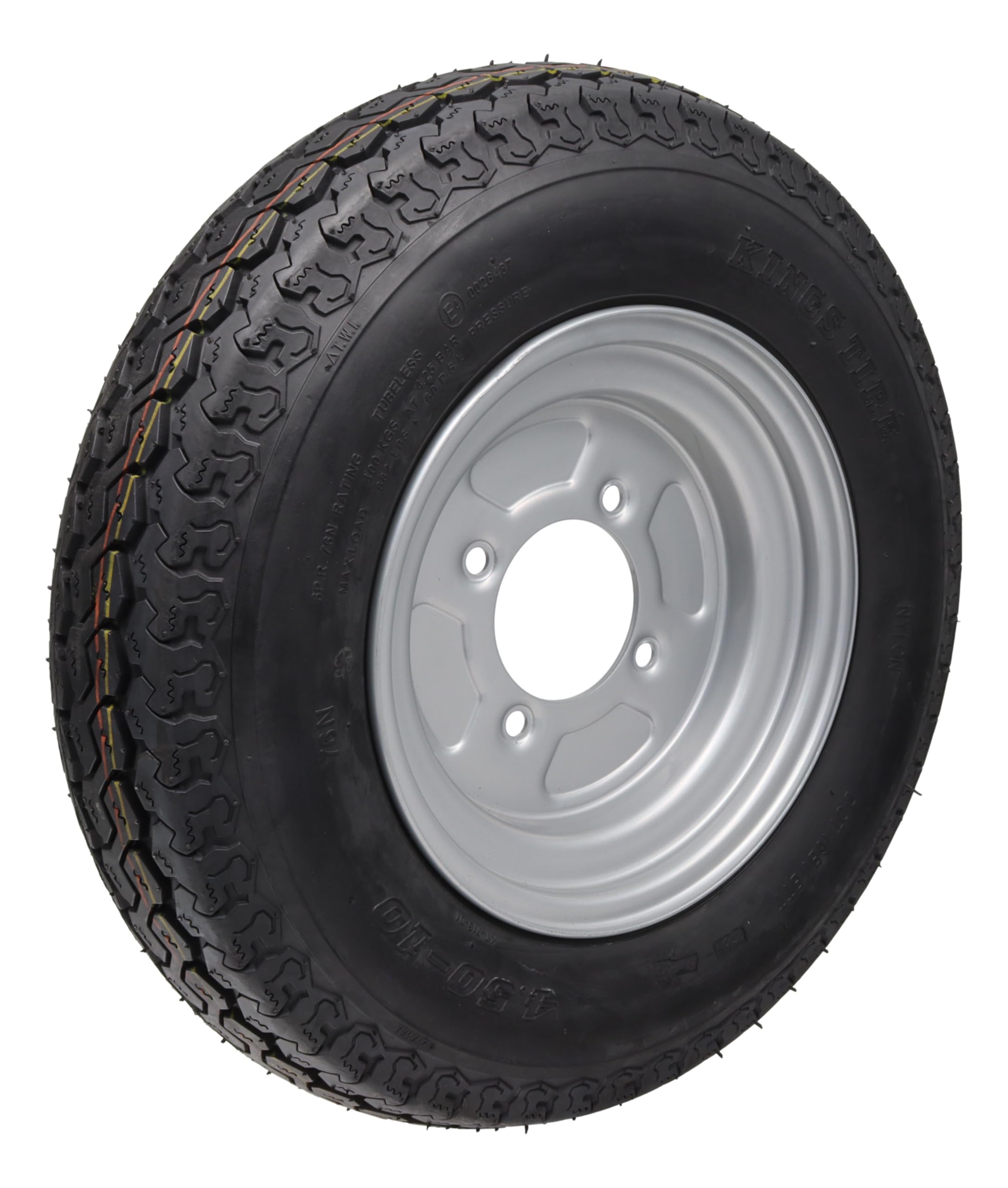 Ruota completa rimorchio 4.50 10 400 kg foro centrale 85 mm cerchio 4x115 pneumatico cerchio francese foro 3.50B x 10 H2 ET 0 (1)