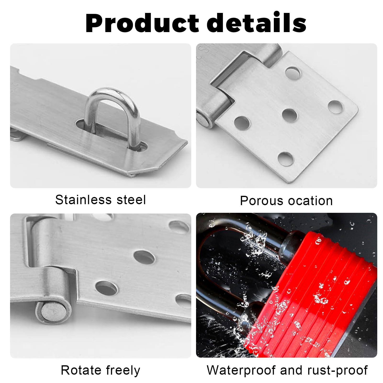 Lucchetto per Porta Kit, 16 cm in Acciaio Inox Lucchetto con Chiusura a Graffetta e Capannone, per Porta, Finestra, Armadietto, Gabbia per Animali Domestici