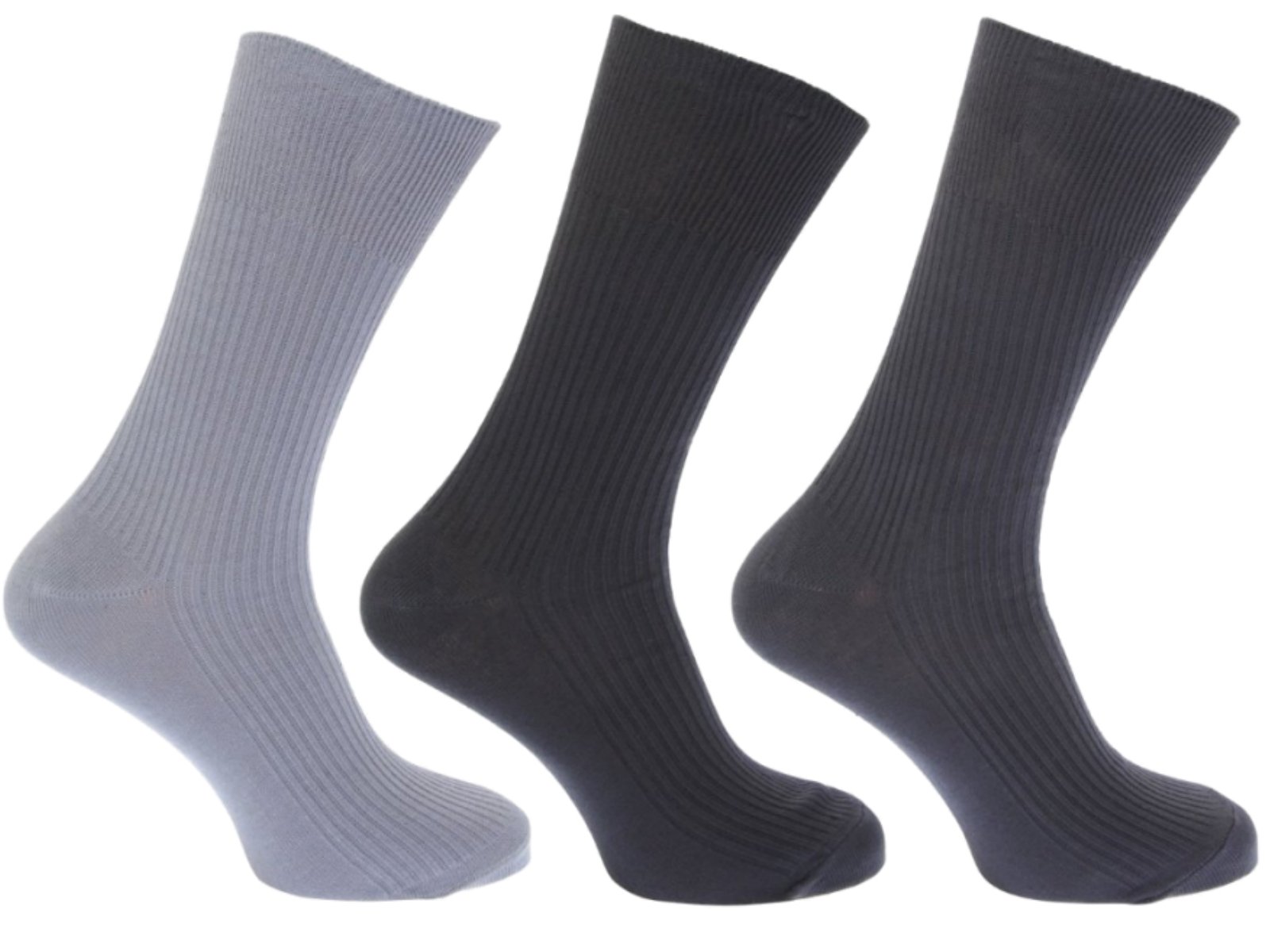 Aler Men's Assorted Darks Non Elastic Socks 100% Cotton Pack Of 3 Assorted Dark Colours