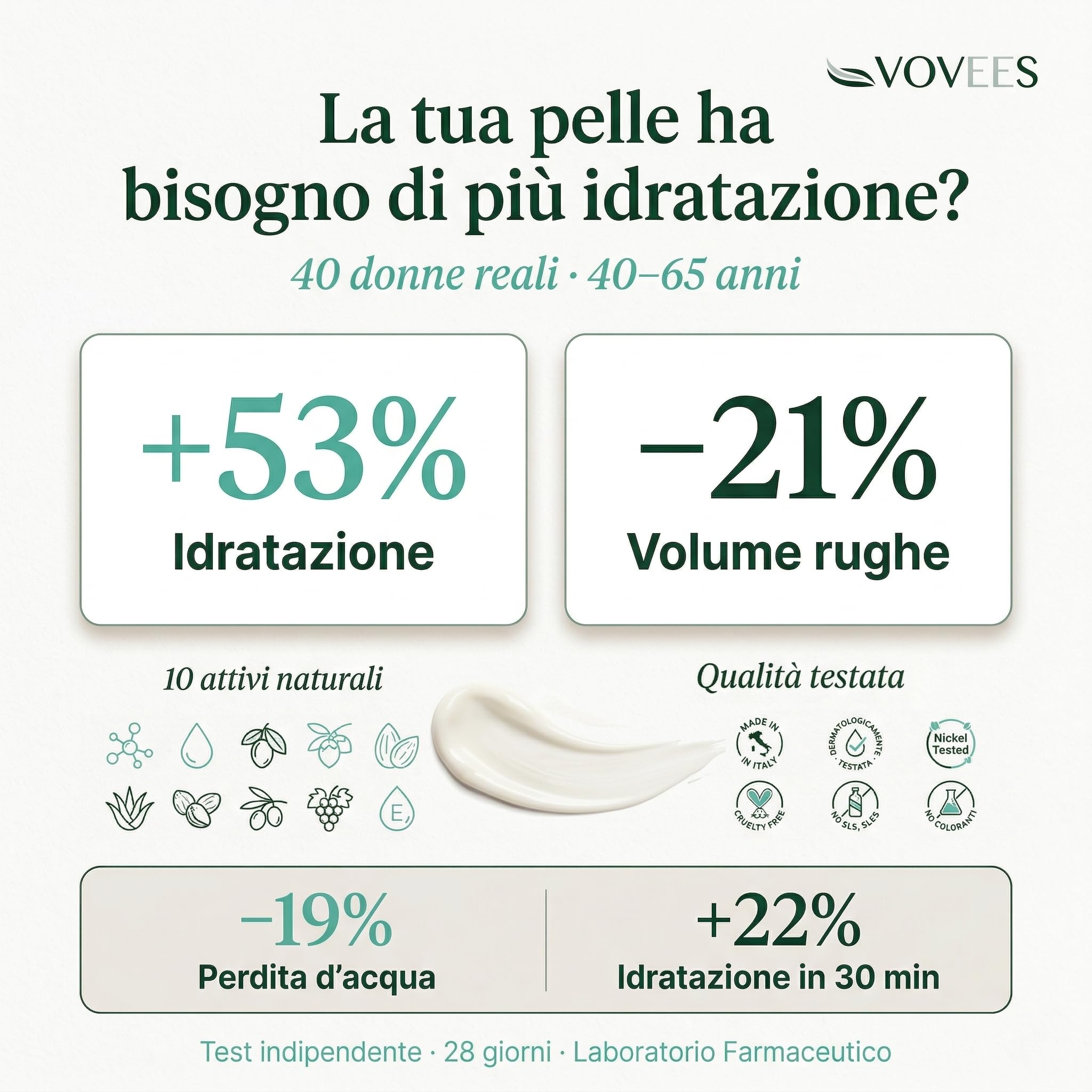 VOVEES ARTEMIS Crema Idratante Viso Antirughe Donna, Pelle Matura, 50 ml