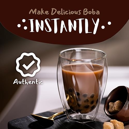 Miniatura 26 de Flavfar Kit de té con leche tailandesa, ahora sin leche condensada añadida Boba instantánea de azúcar morena, bajo en calorías, auténtico té