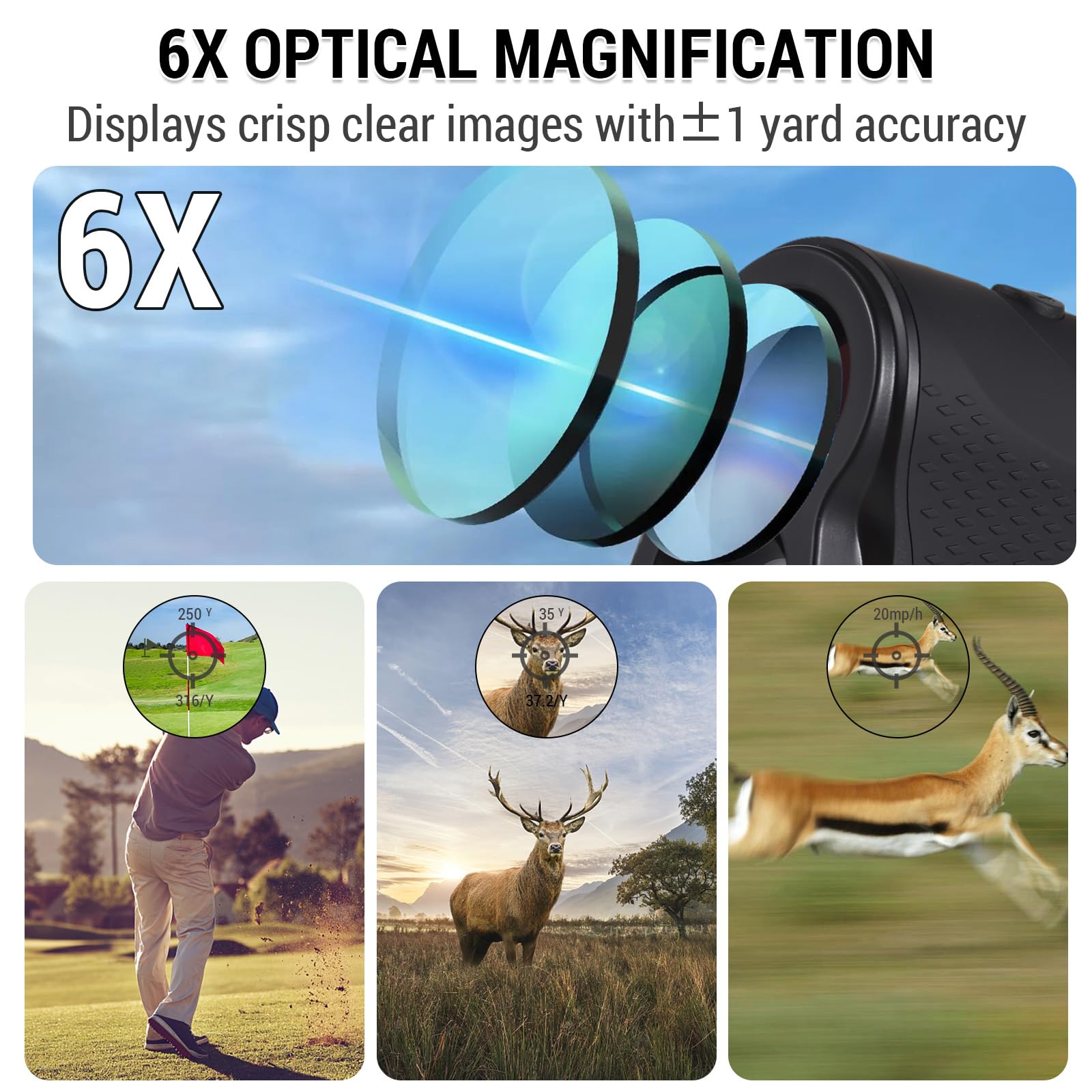 Lixada Telémetro para Golf Telescopio Monocular los 600M/800M/1000M de la Medida de la Caza de Digitaces del Telémetro del Golf