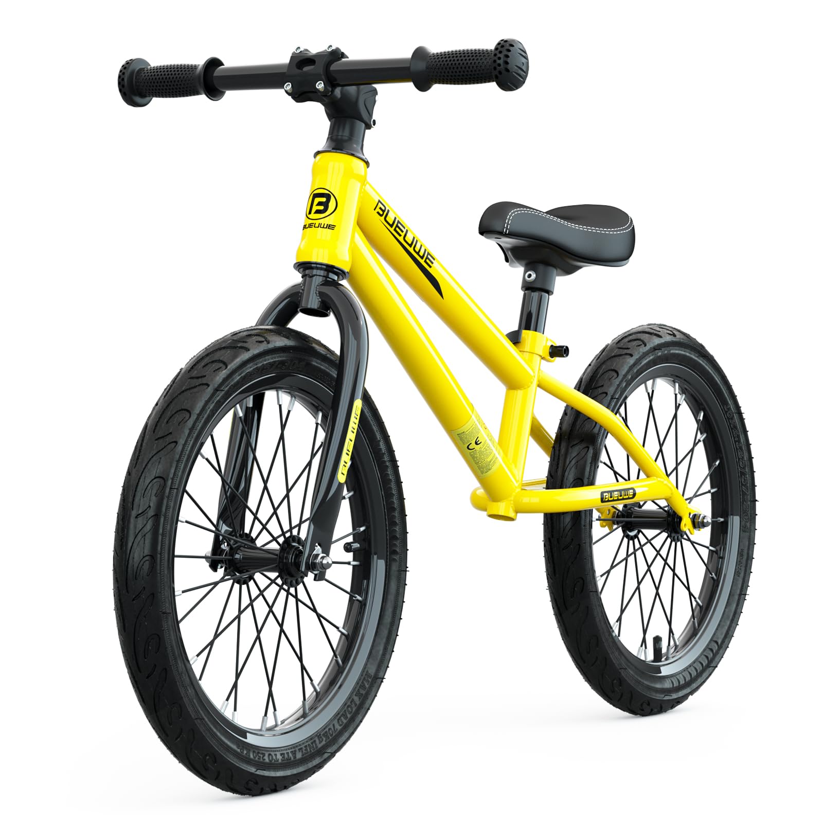 GASLIKE 16 Inch Balance Bike for Big Kids Ages 4-8 Years Old Boys and Girls, No Pedal Sports Training Bicycle, Adjustable Seat Pneumatic Tires Quick Assembly, Yellow