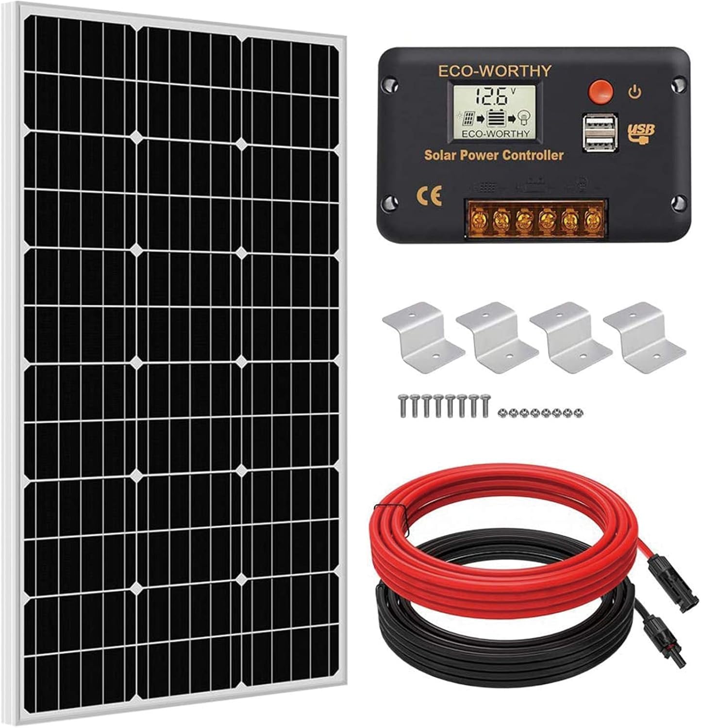 ECOWORTHY Solar Panel Kit 100W 12 Volt RV Solar Panel System with 100W