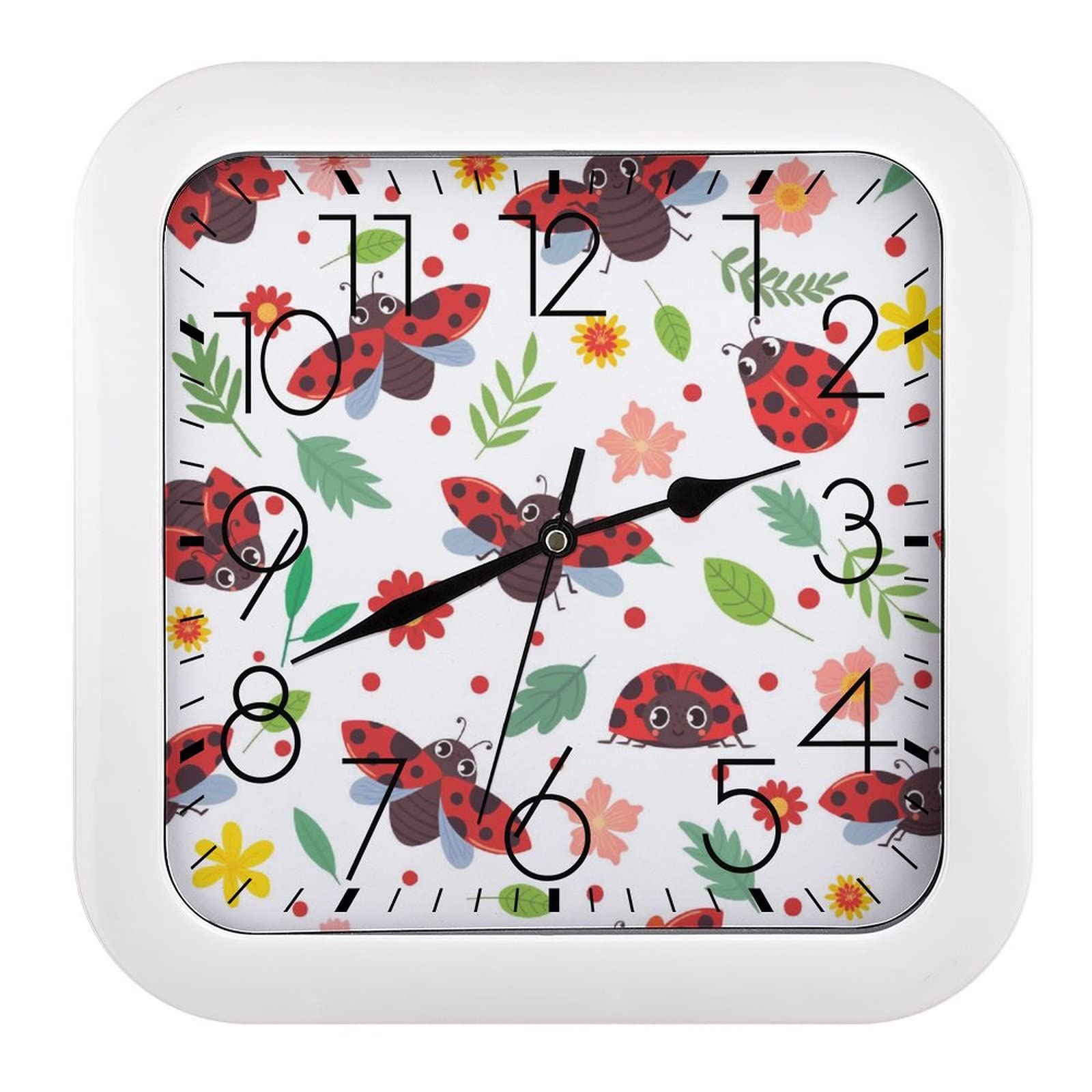 Horloge murale grands chiffres carrée pour lire l'heure facilement à 26cm