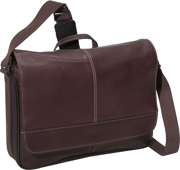 Risky Business leather laptop messenger with 15.6 inch sleeve
