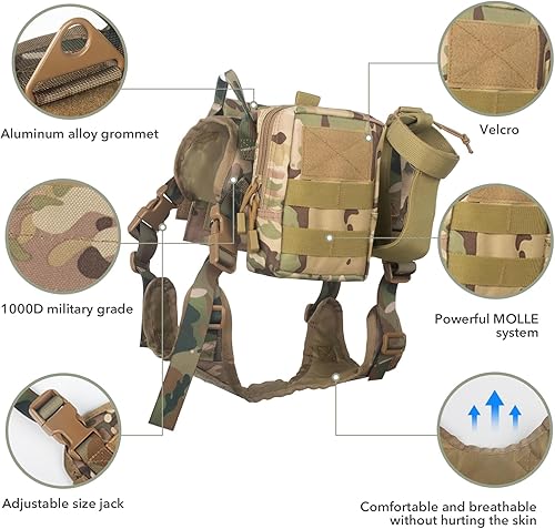 Miniatura 3 de Juego de arnés y correa para perro, correa táctica para perros pequeños, medianos y grandes, mango suave fácil de controlar, utilizado para