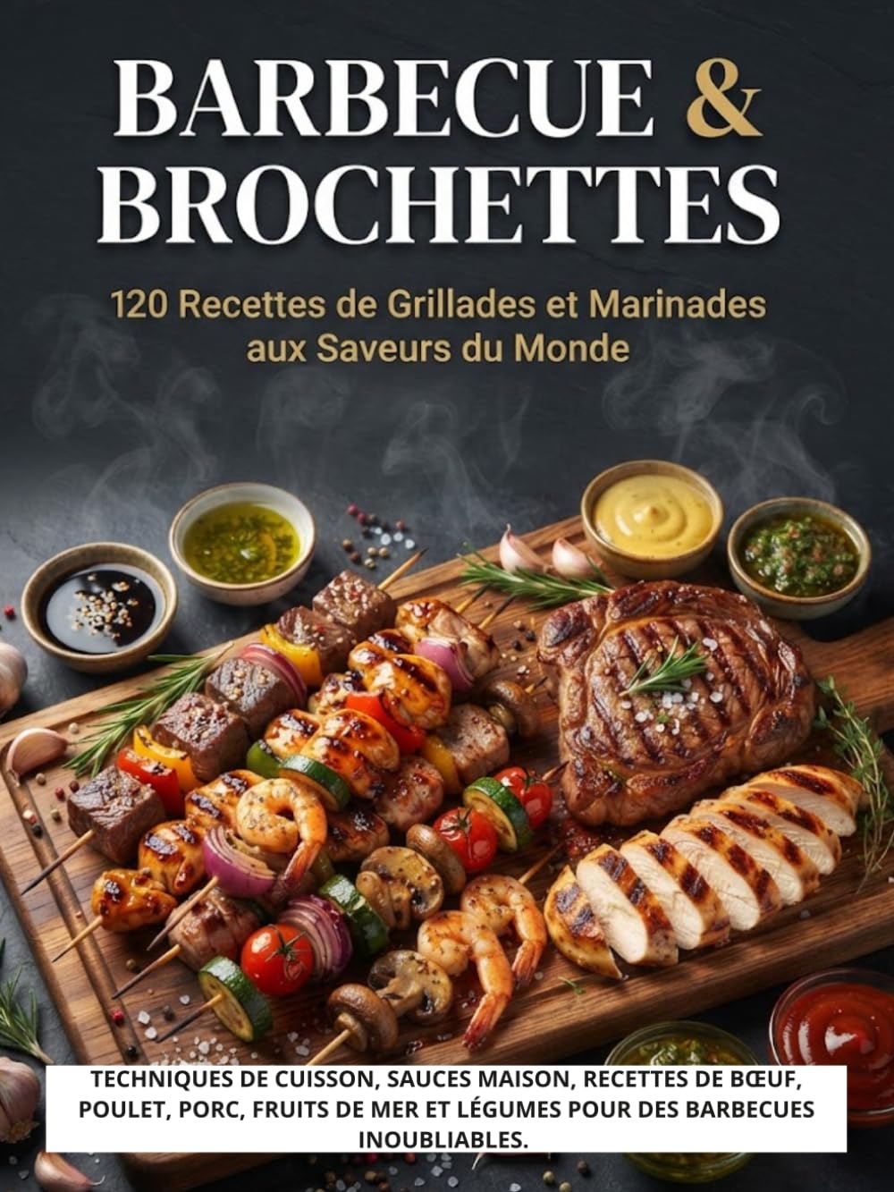 Barbecue & Brochettes : 120 Recettes de Grillades et Marinades aux Saveurs du Monde: Techniques de cuisson, sauces maison, recettes de bœuf, poulet, ... et légumes pour des barbecues inoubliables.
