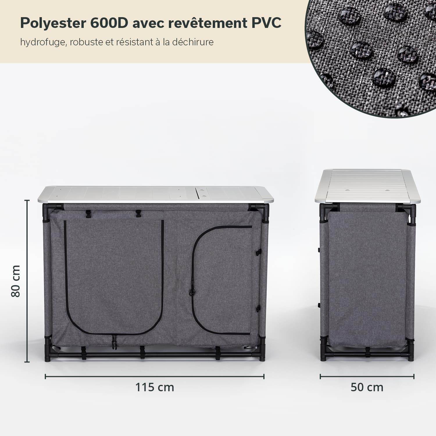 Skandika Cuisine de Camping Ruoka | Armoire de Camping avec Structure en alu, Pare-Vent Amovible, évier, Compartiments de Rangement, Sac de Transport | Cuisine de Camping d'extérieur, de Voyage