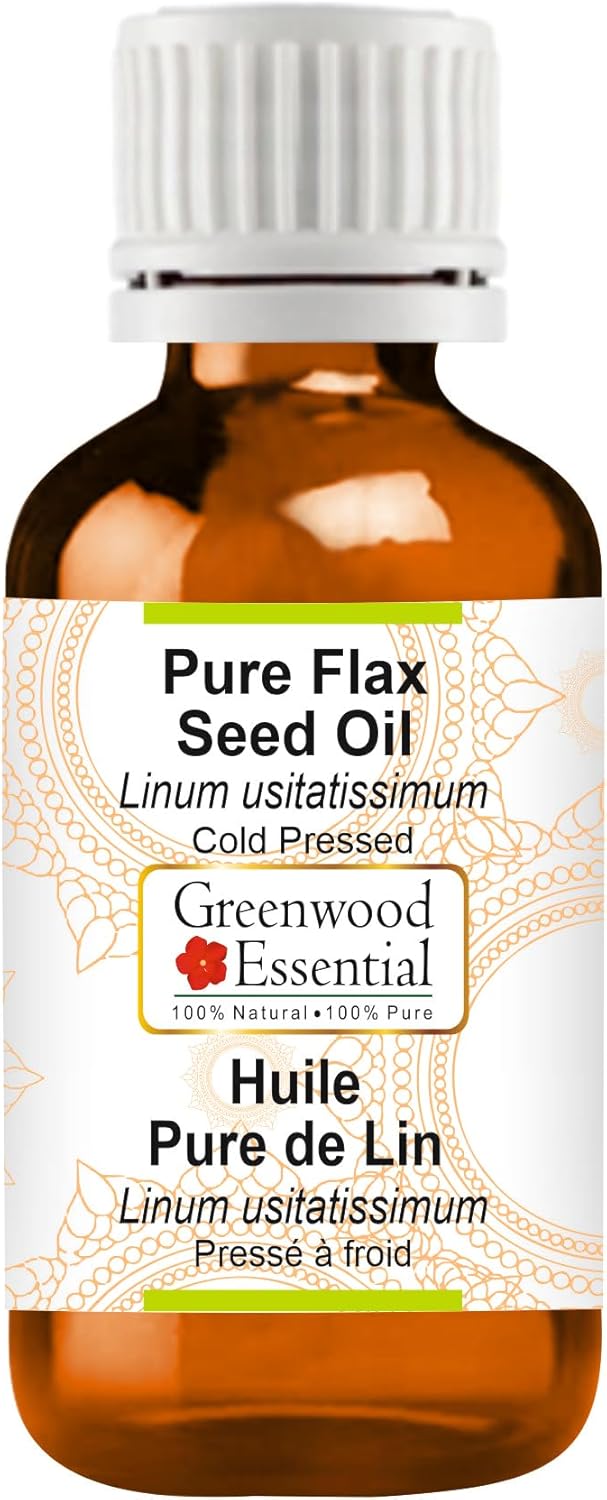 Greenwood Essential Pure Flax Seed Oil (Linum usitatissimum) Cold Pressed 50ml (1.69oz)