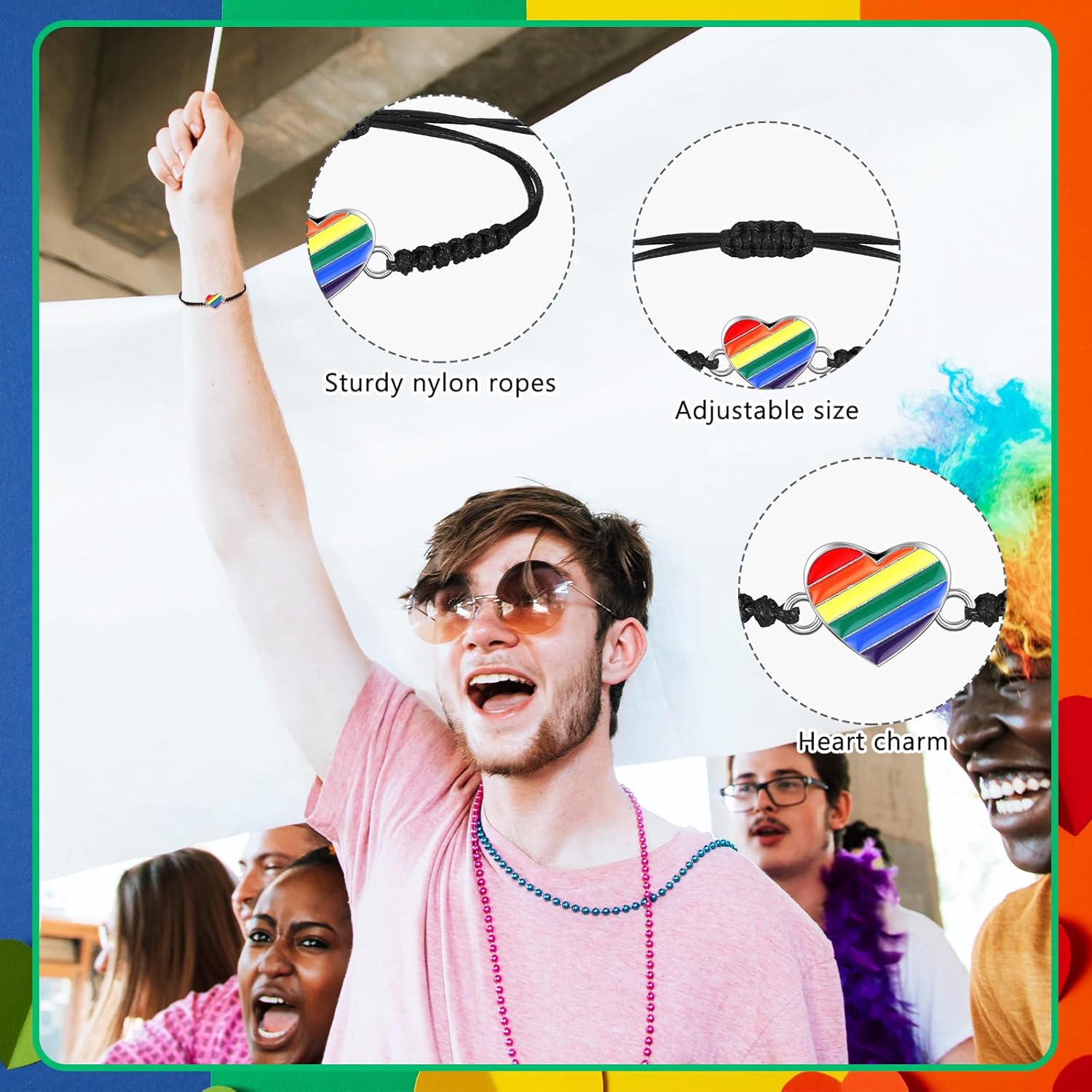 Rainbow Pride Bracelets LGBT Accessories Pride Gift Heart LGBTQ Braided Bracelet for Lesbian Jewelry for Women Men