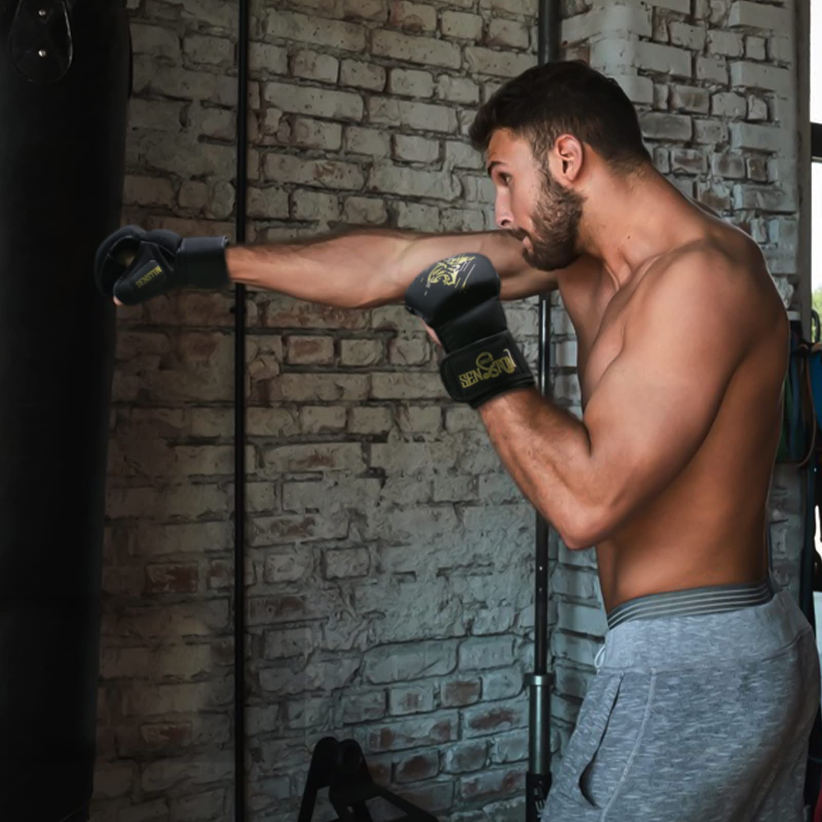 Senston Guantes MMA Grappling Sparring, Boxeo Entrenamiento Artes Marciales Taekwondo Karate Muay Thai