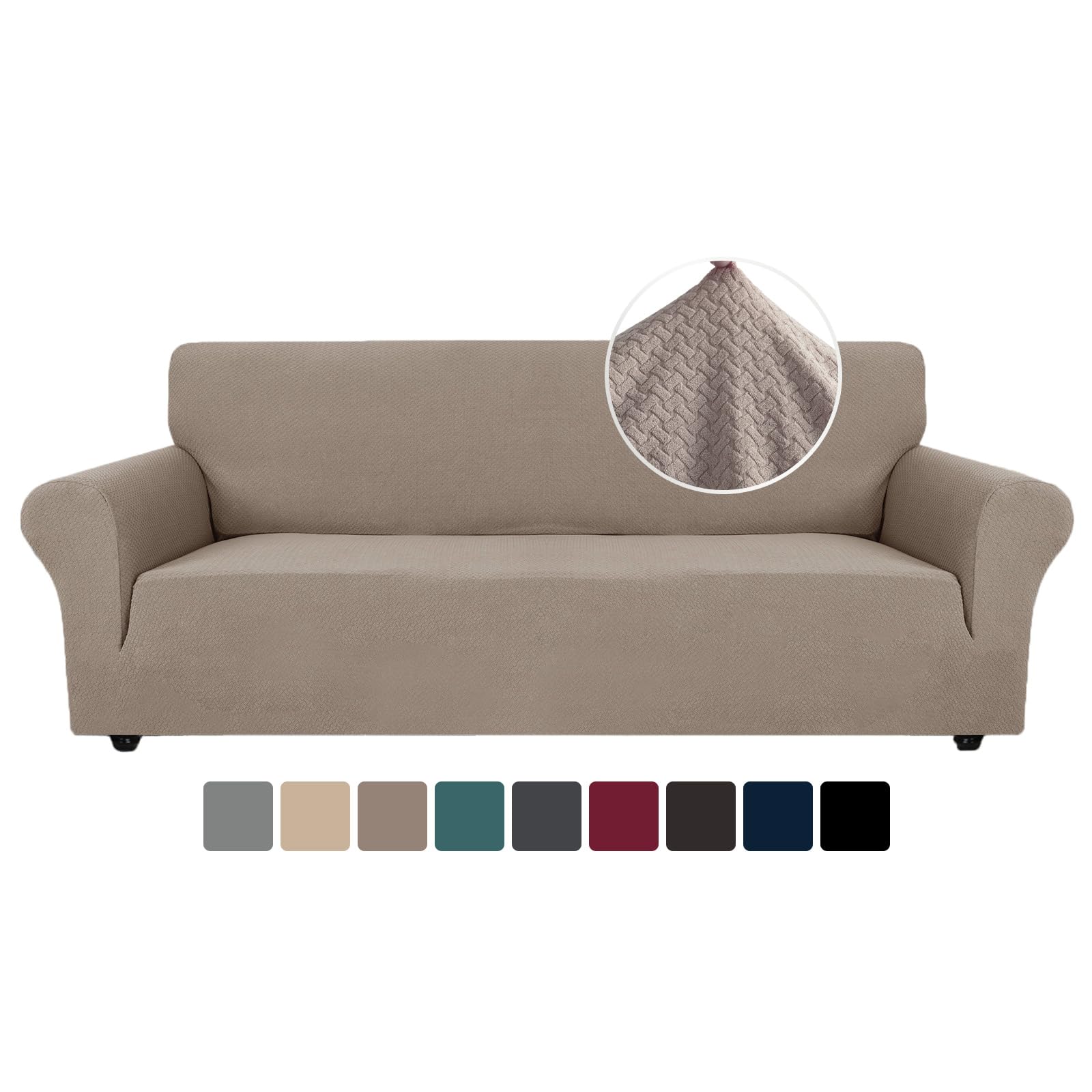 Ystyle Funda Sofa 4 Plazas, Ajustables Fundas Sofa Elasticas, Protector Sofa Gatos Arañazo y Perros Mascotas, Funda de Sofá con Reposabrazos Antideslizante Antimanchas Lavable, Arena Global Recycled Standard Global Recycled Standard Global Recycled Standard