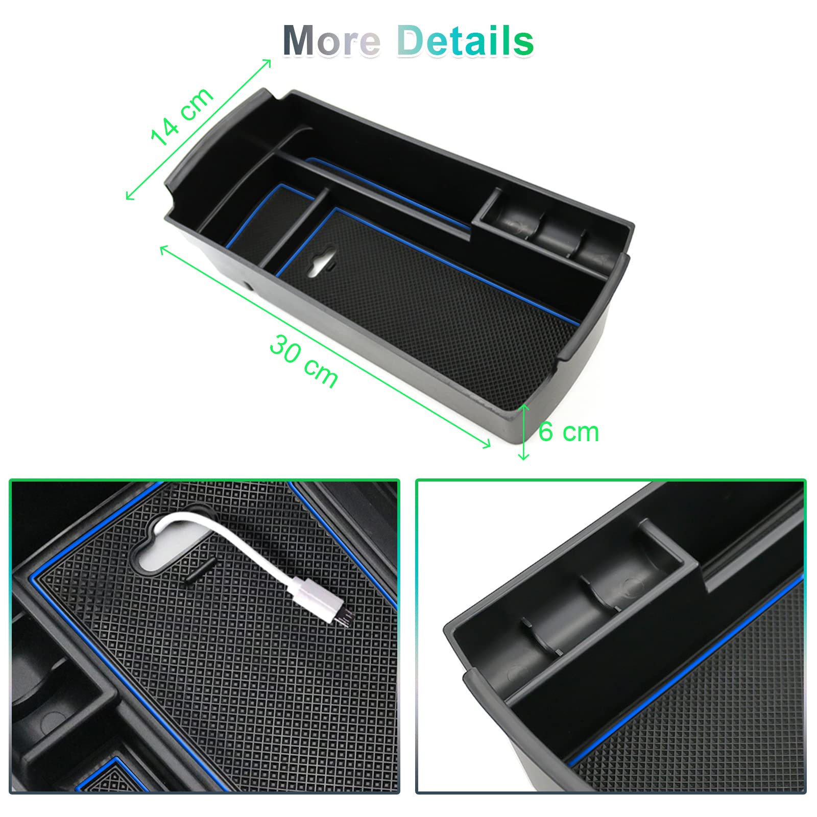 GAFAT Compatibile con Peugeot 3008 5008 GT Line 2016–2023 2024 Vano Portaoggetti per Bracciolo, Contenitore Secondario Organizer da Braccioli Console Centrale, Accessori Peugeot 3008 (Blu)