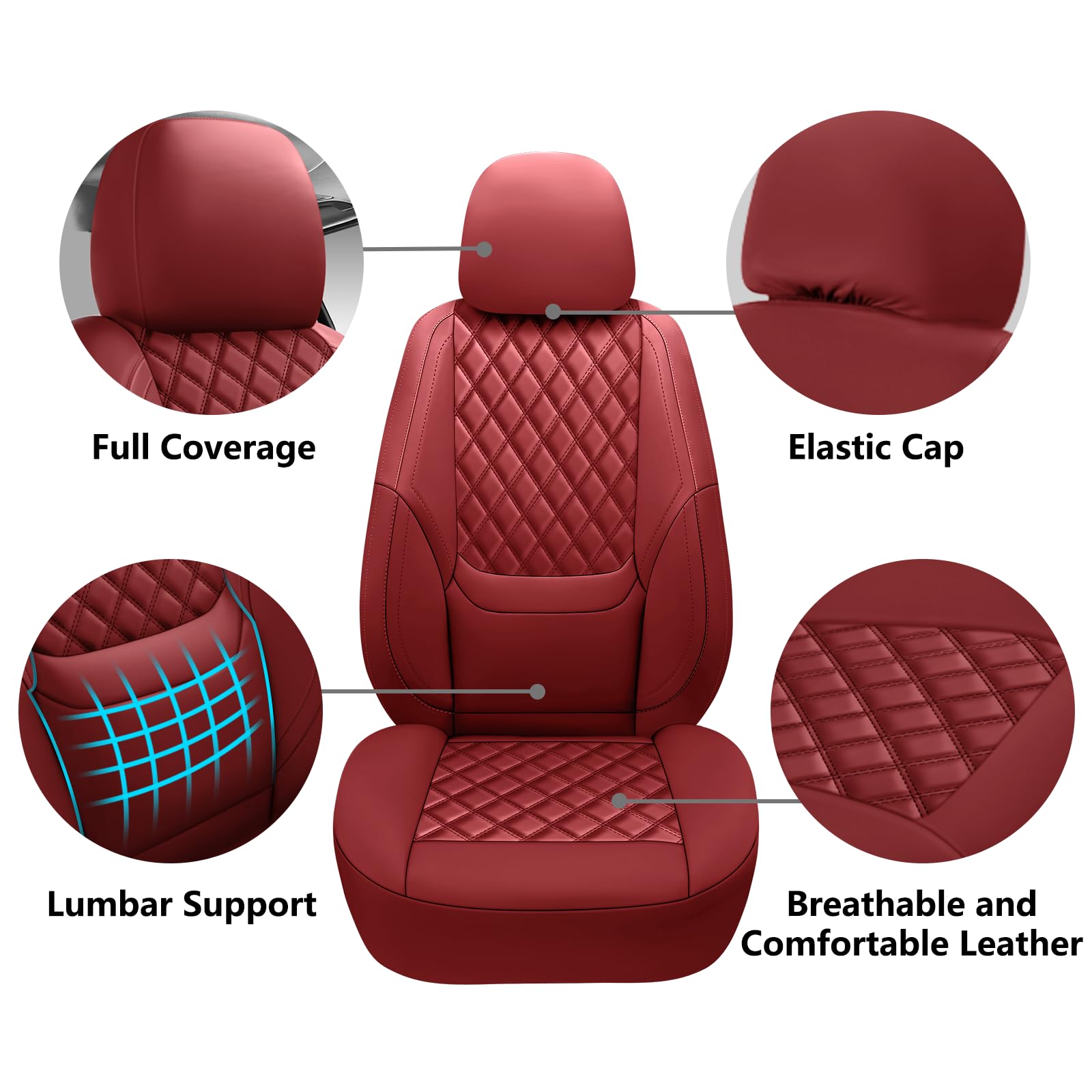 NS YOLO Full Coverage Leather Car Seat Covers Full Set Waterproof Seat Covers for Cars SUVs Pick-up Truck — view 3