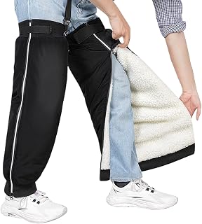 GREUS Winter Motocycle Leg Warmers, Waterproof Warm Fleece Lining Scooter Cycling Knee Protector Covers, Reflective Stripe