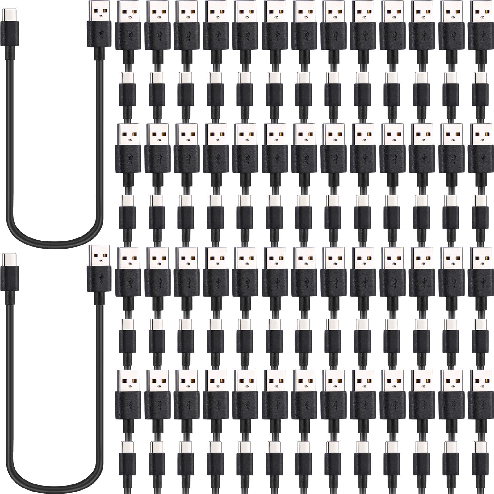 Kanayu 100 Pack USB Type C Cable Bulk Black Fast Charging Cable 3A Charger Cord Compatible with Galaxy S10 S9 S8 S20 S21 S23 Plus A52 A21 A32 A11 Note 10 9 8(3.3ft)