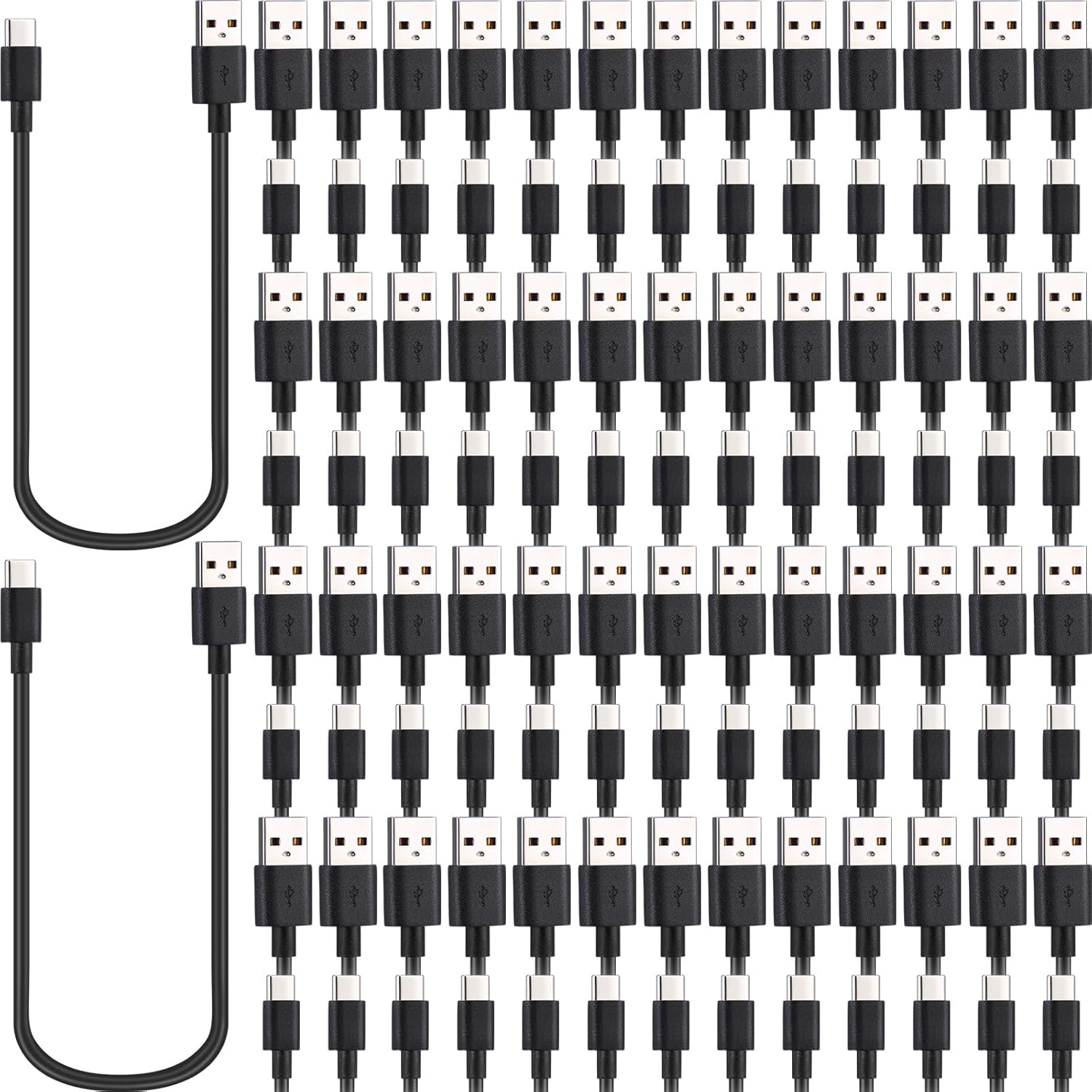 Kanayu 100 Pack USB Type C Cable Bulk Black Fast Charging Cable 3A Charger Cord Compatible with Galaxy S10 S9 S8 S20 S21 S23 Plus A52 A21 A32 A11 Note 10 9 8(3.3ft)