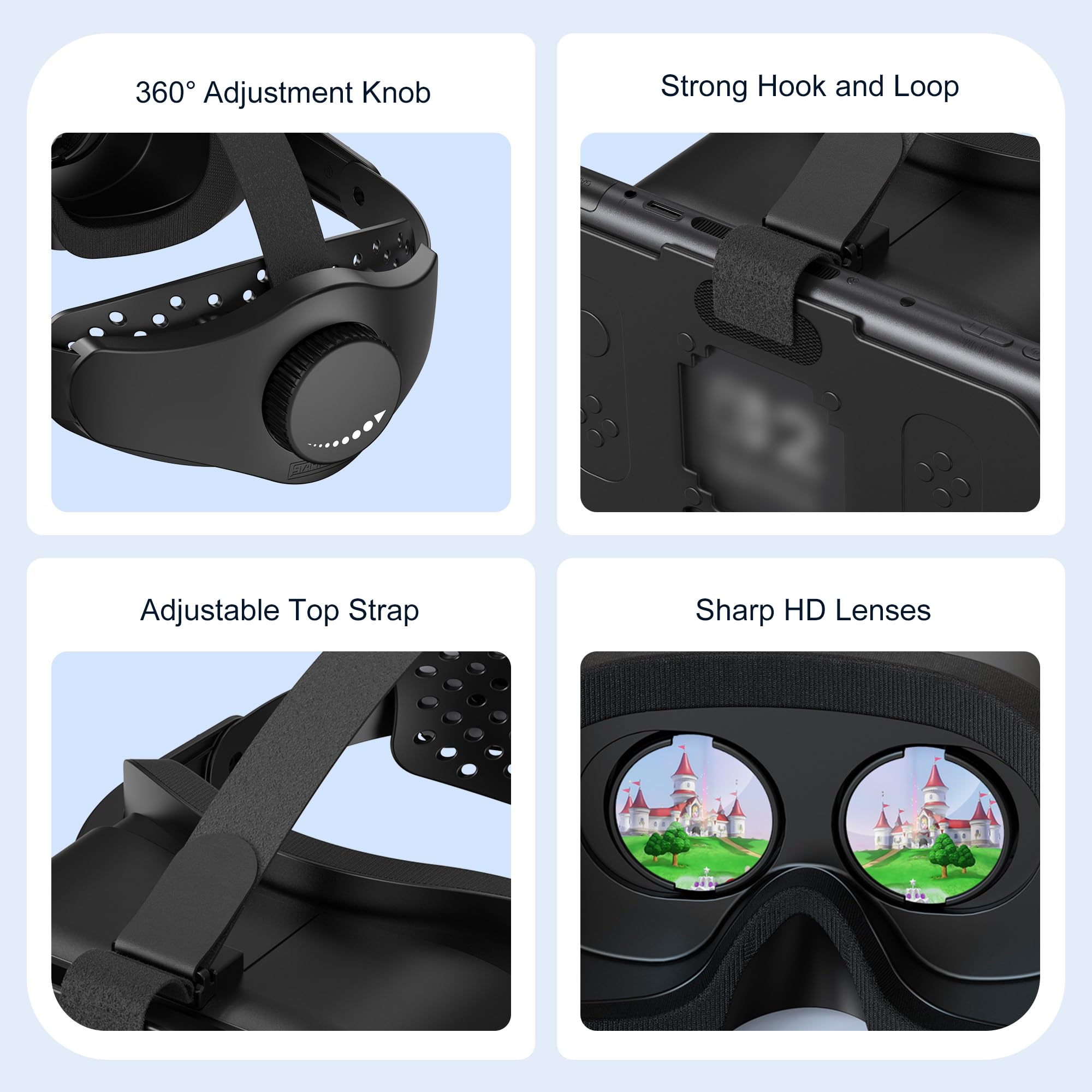 Verbessertes VR-Headset für Switch 2 2025, Switch 2 Virtual Boy VR-Spielbrille mit verstellbaren HD-Gläsern und Kopfband mit Drehknopf, Virtual Boy, Labo VR für Switch 2 Zubehör, Black
