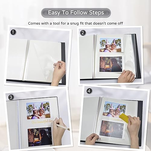Miniatura 4 de Popotop Álbum de fotos grande autoadhesivo de 4 x 6, 5 x 7, 8 x 10, álbum de recortes de 40 páginas, regalos para mamá, familia bebé y boda, con