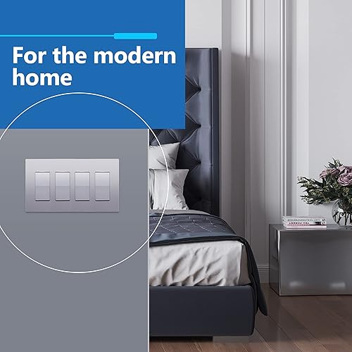 Miniatura 57 de LIDER - Cubierta decorativa de interruptor doble con acabado mate, placa de pared sin tornillos, tamaño mediano, 2 bandas, 4.88 x 4.92 pulgadas