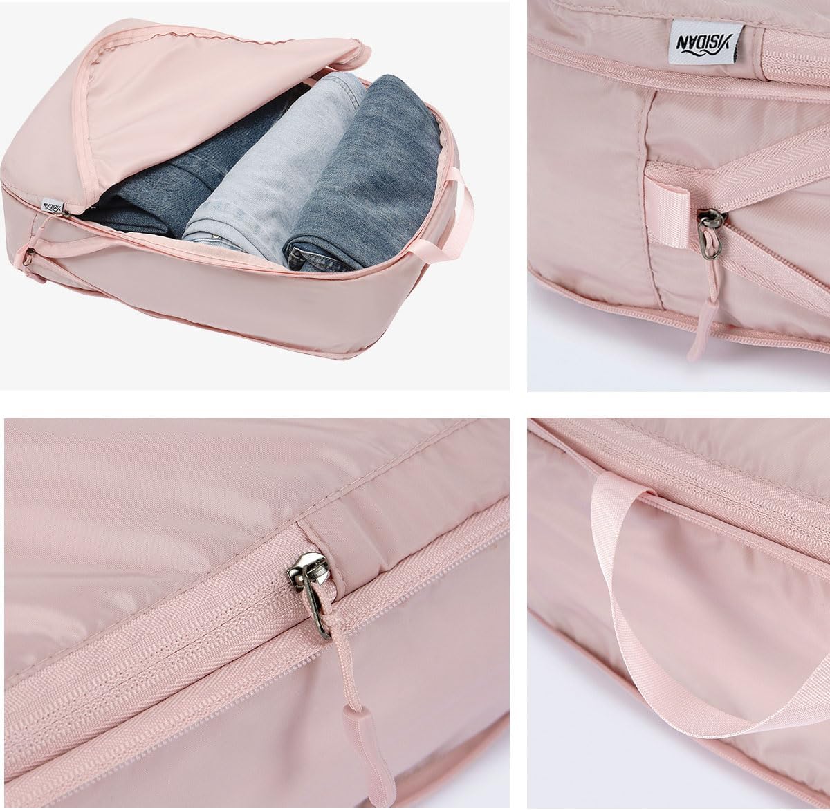 2 Pieces Set Pack Cube Luggage Pack Organizer Travel Accessories Travel Clothes Storage Bag, Organizing Bag, Separate Bag, Clothes Travel Bag (Beige)