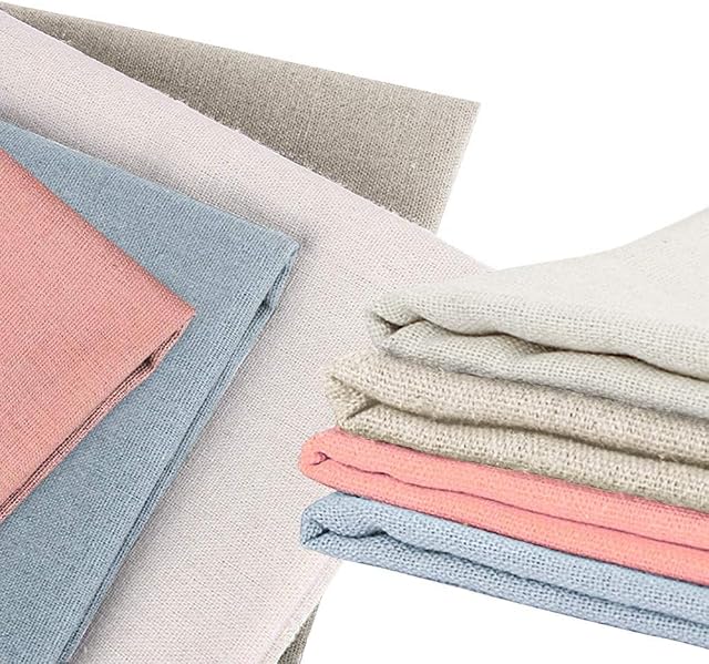 4 Pcs Needlework Fabric, Natural Embroidery Fabric Linen Fabric Cross Stitch Fabric, Embroidery Cloth Material for Making Garment Craft Needle Embroidery and DIY Decoration?4 Colors, 50x50cm?