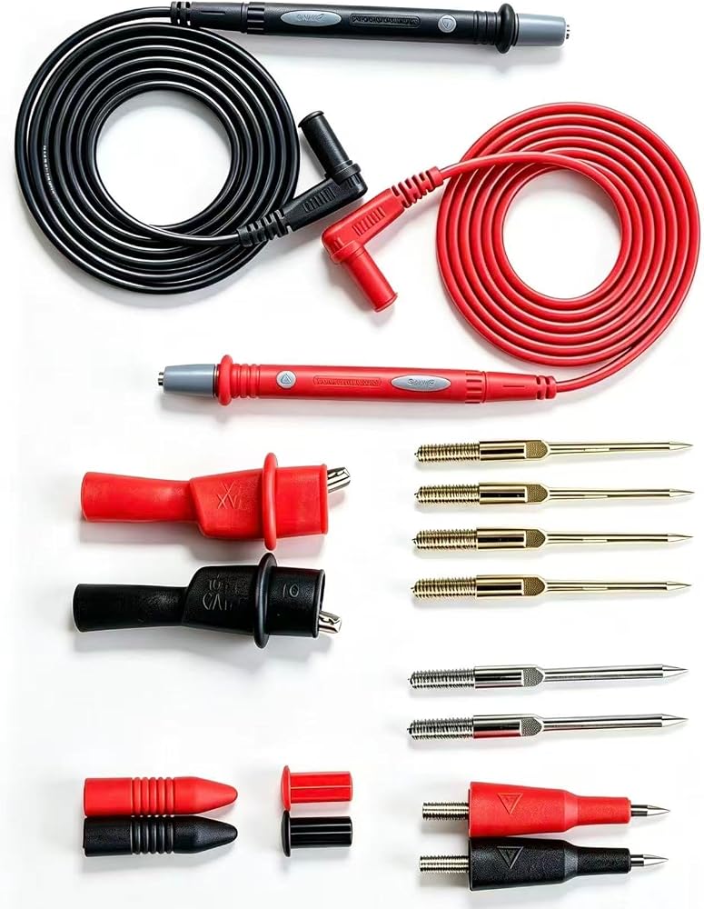 Professional Multimeter Test Leads Kit,Extra-Long Silicone Meter Leads 1000V 20A, High Temperature, Freeze & Tear Resistant for Fluke, Klein,AstroAI, Interchangeable Hard & Soft Probe Tips