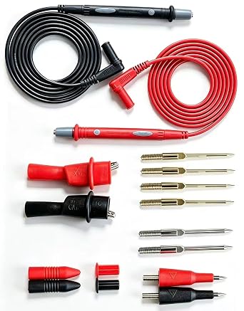 Professional Multimeter Test Leads Kit,Extra-Long Silicone Meter Leads 1000V 20A, High Temperature, Freeze & Tear Resistant for Fluke, Klein,AstroAI, Interchangeable Hard & Soft Probe Tips